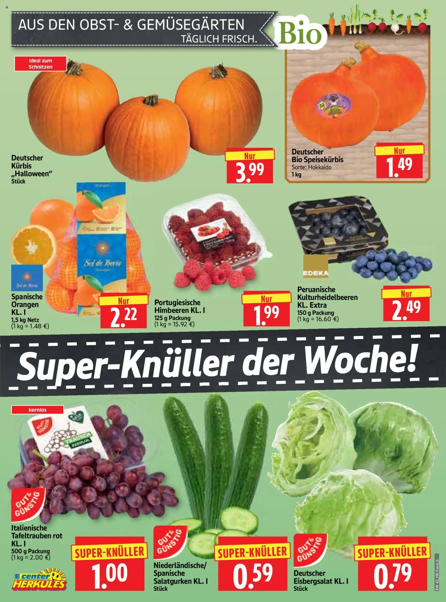 HERKULES Prospekt – gültig ab 12.10.2026 | Seite: 6 | Produkte: Himbeeren, Orangen, Eisbergsalat, Obst