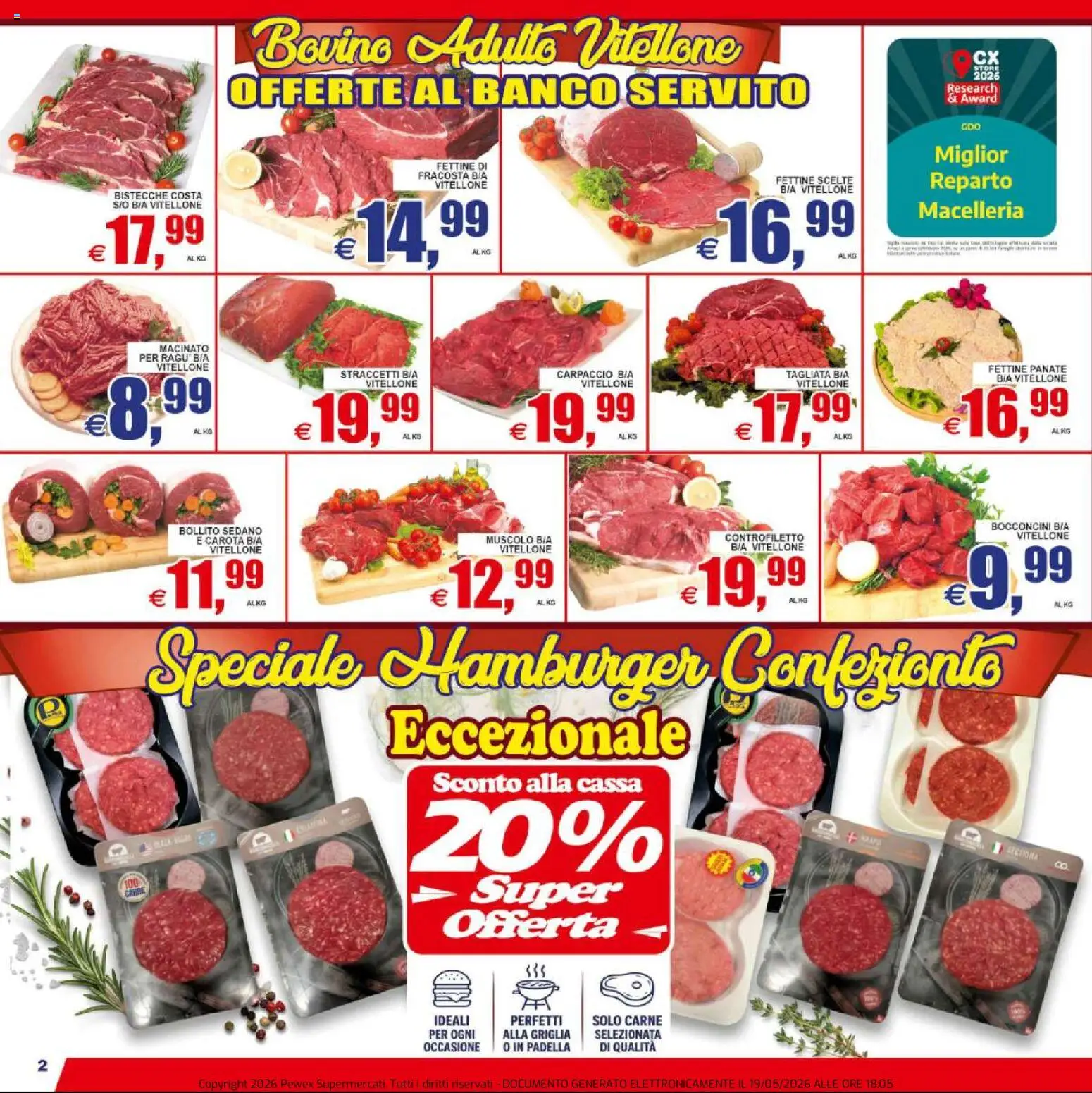 Volantino Pewex del 20.05.2026 | Pagina: 2 | Prodotti: Carota, Griglia, Hamburger, Macinato