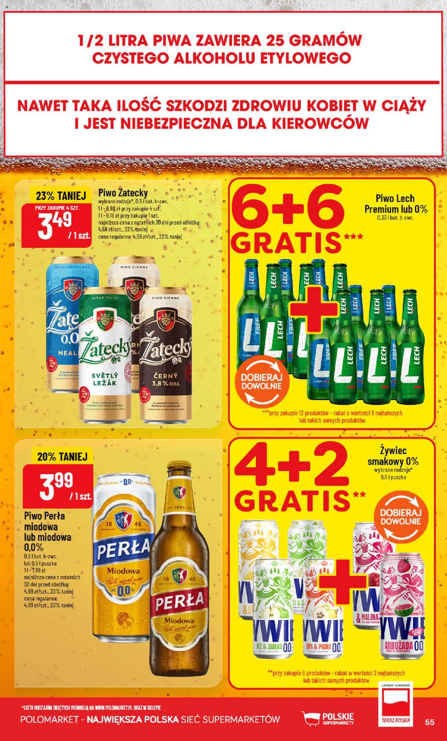 POLOmarket gazetka od 05.08.2026 | Strona: 55 | Produkty: Lech, Piwo perła, Perła Miodowa, Piwo