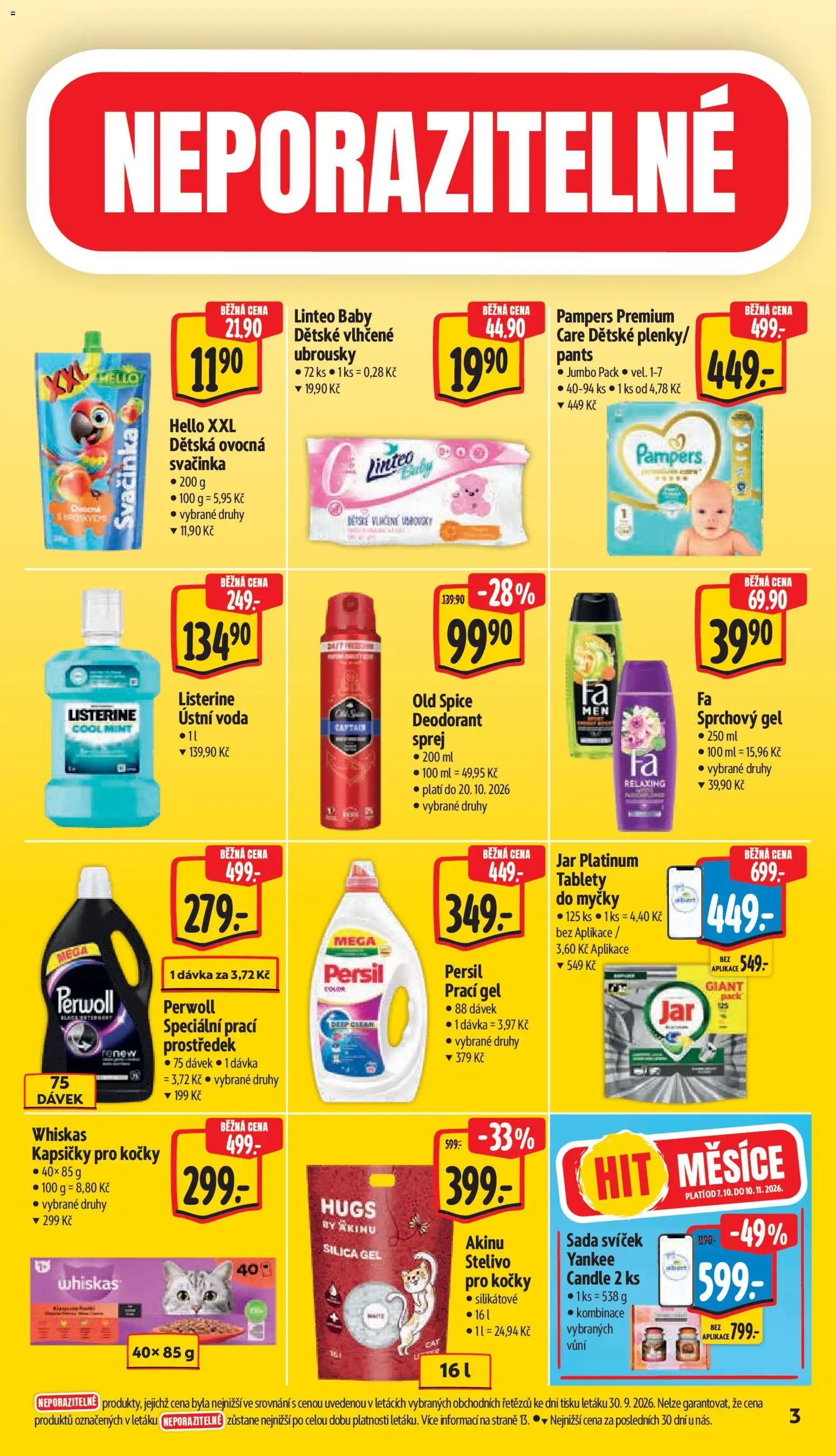 Albert leták - Hypermarket - Znojmo od 07.10.2026 | Strana: 15 | Produkty: Sprchový gel, Pampers, Stelivo, Listerine