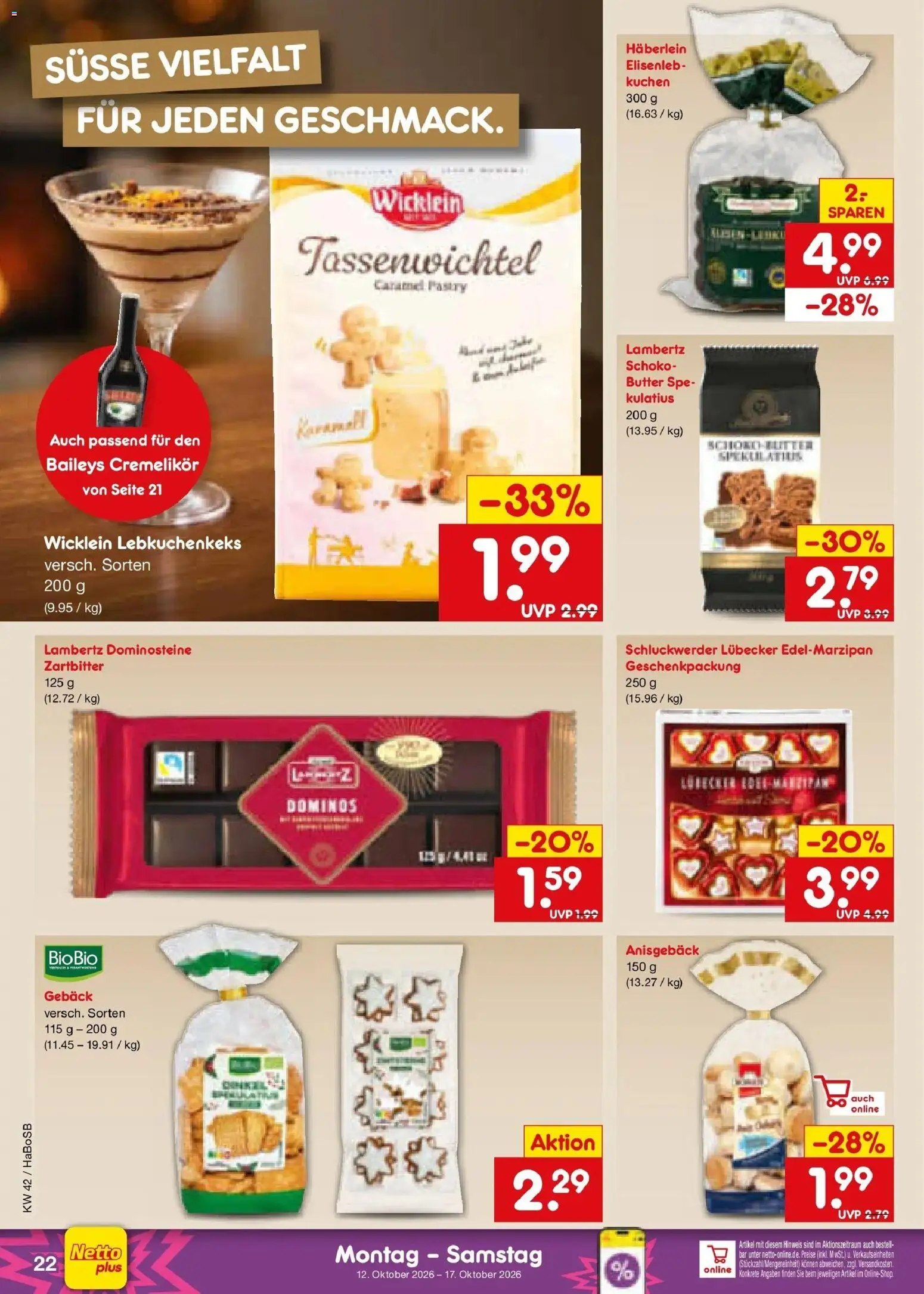 Netto Marken-Discount Prospekt Bochum (ab 12.10.2026) » Angebote | Seite: 28 | Produkte: Butter, Baileys, Kuchen