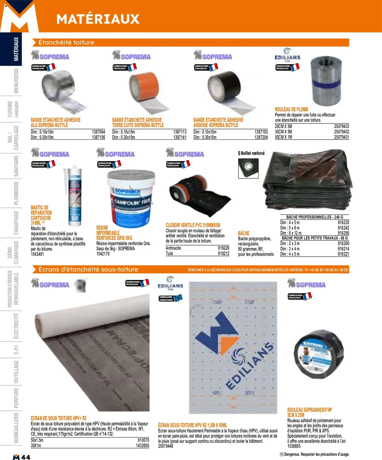 {H1} | Page: 44 | Produits: Tuile, Base, Rouleau, Cartouche
