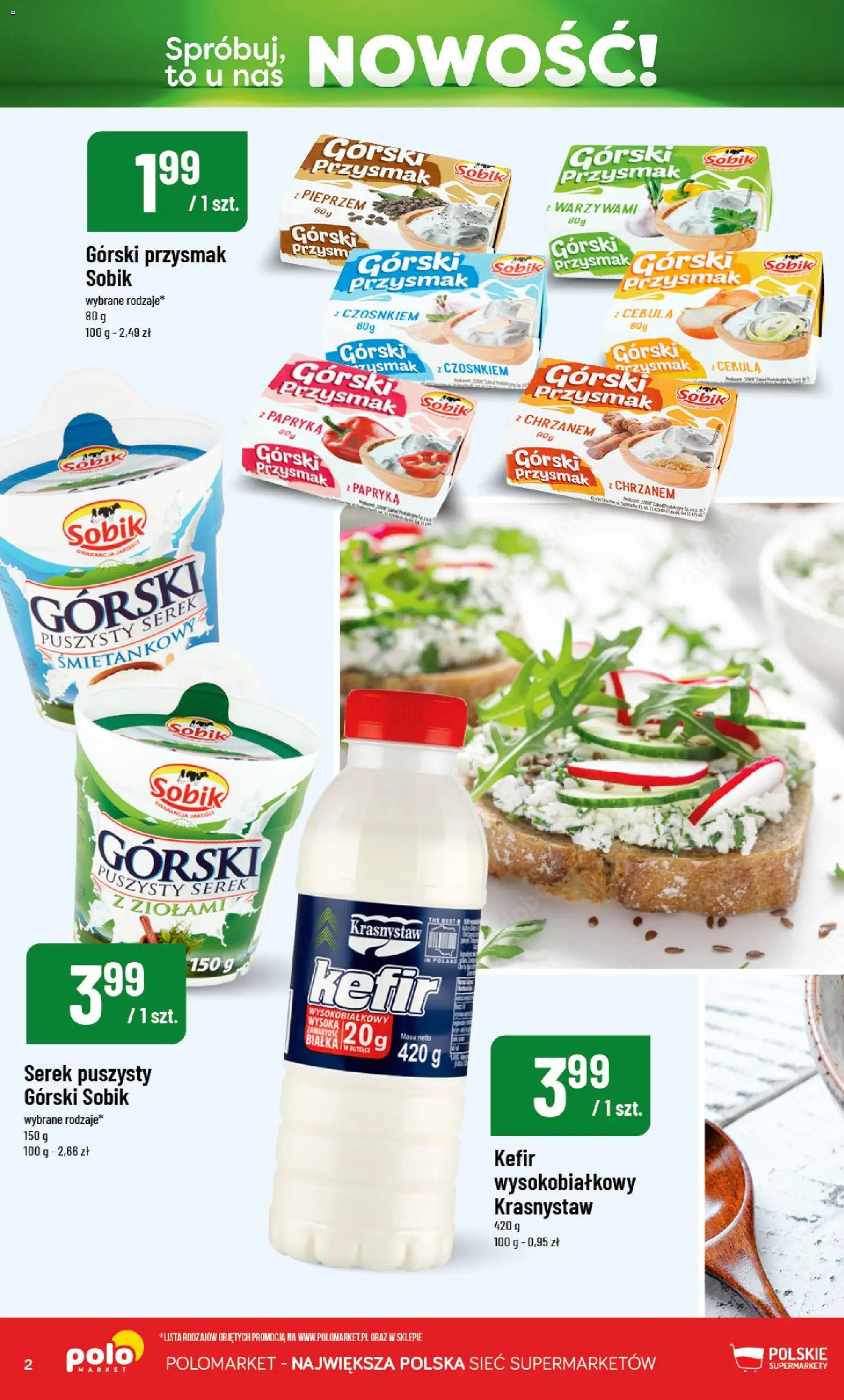 Nowa POLOmarket gazetka od jutra 10.07.2026 | Strona: 2 | Produkty: Serek śmietankowy, Kefir, Serek, Papryka