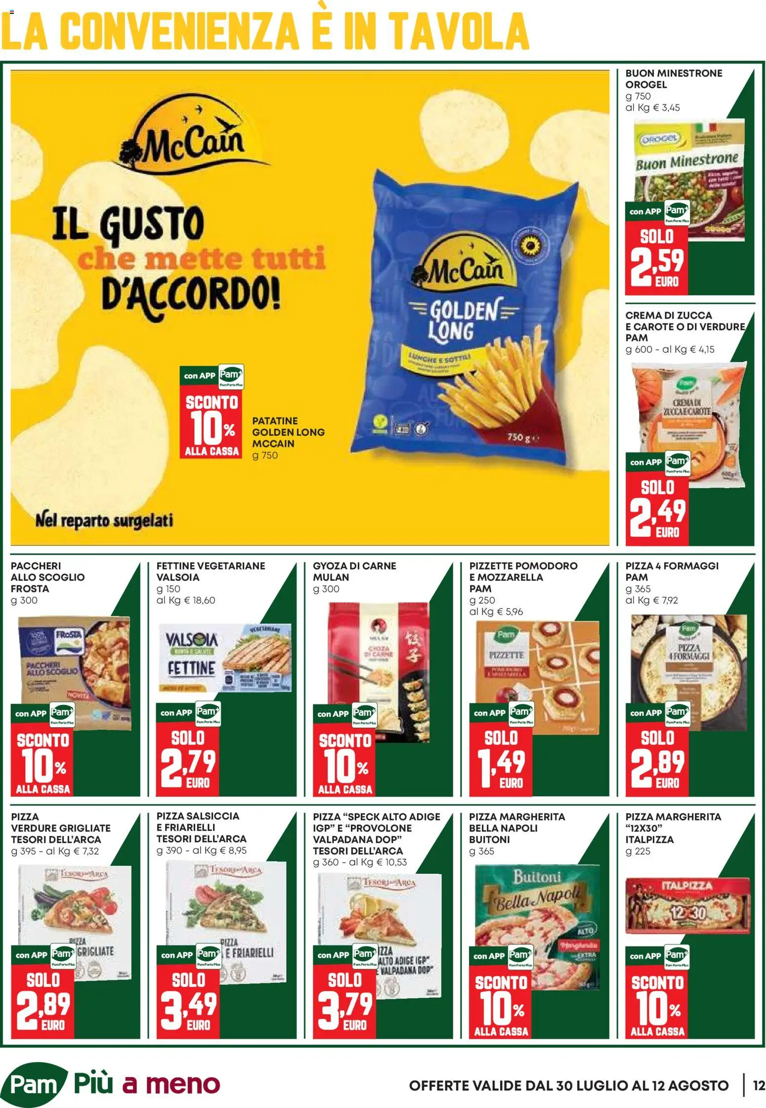 Volantino PAM del 30/07/2026 | Pagina: 12 | Prodotti: Crema, Pizza, Carote, Friarielli