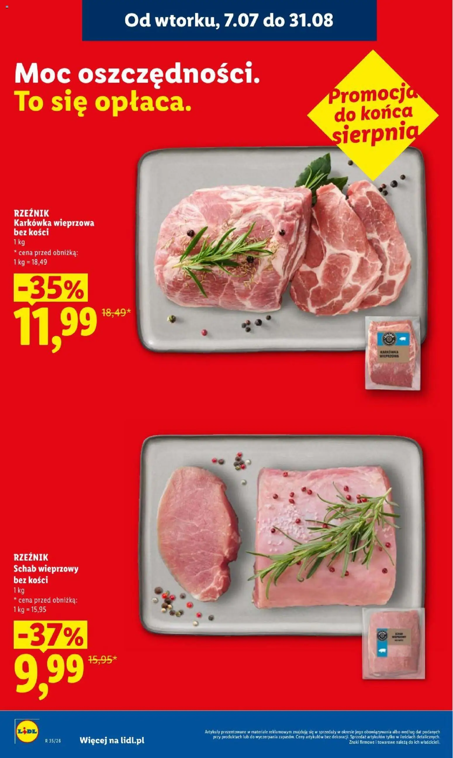 Lidl gazetka od 24.08.2026 | Strona: 14 | Produkty: Karkówka, Schab, Karkówka wieprzowa, Schab wieprzowy bez kości