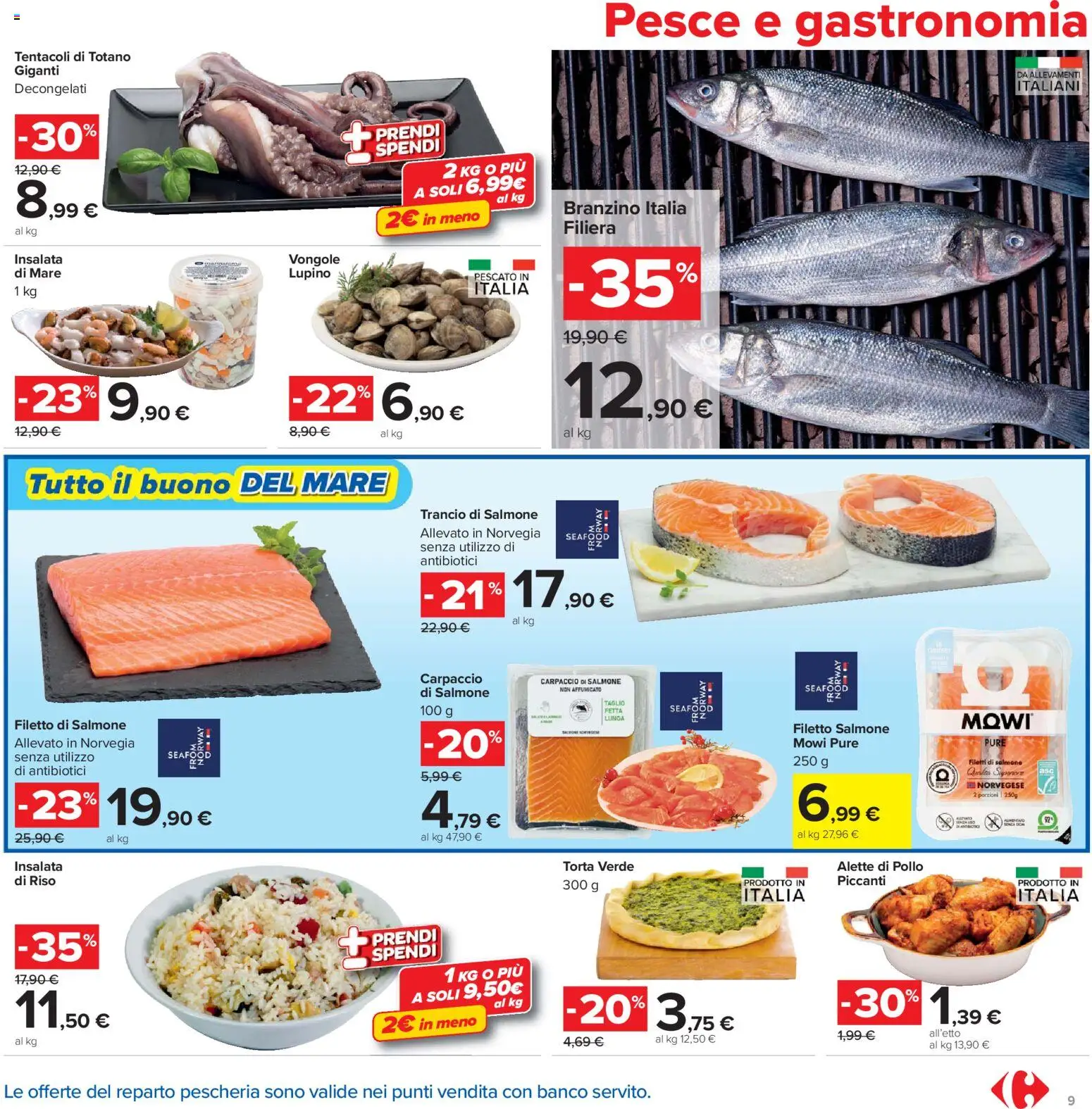 Volantino Carrefour del 19.05.2026 | Pagina: 9 | Prodotti: Pollo, Pesce, Vongole, Torta