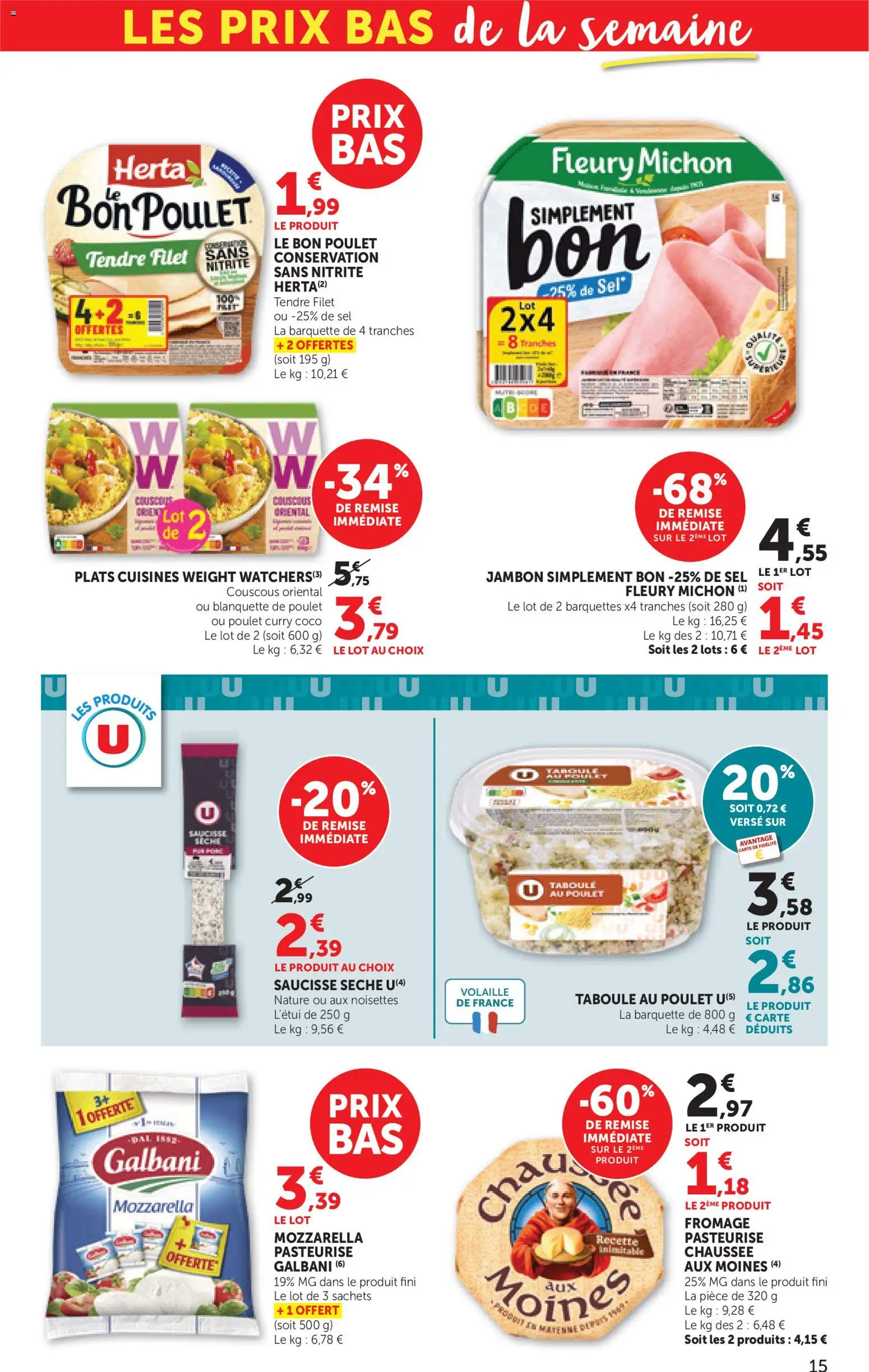 {H1} | Page: 15 | Produits: Sel, Couscous, Fromage, Saucisse