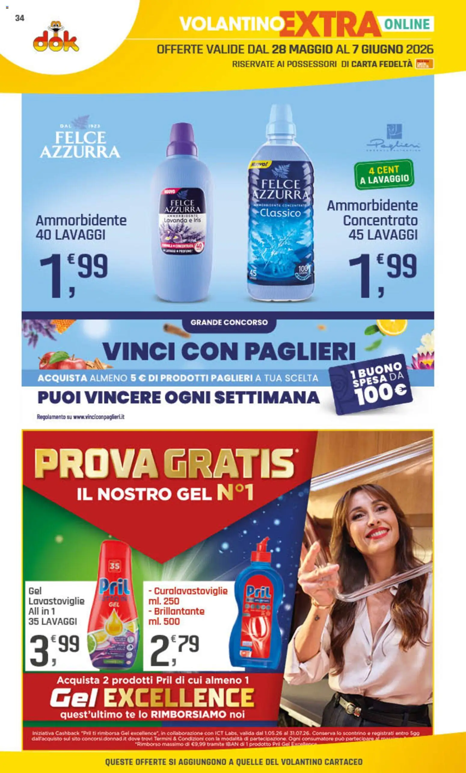 Volantino DOK del 28.05.2026 | Pagina: 35 | Prodotti: Ammorbidente, Tè, Lavastoviglie