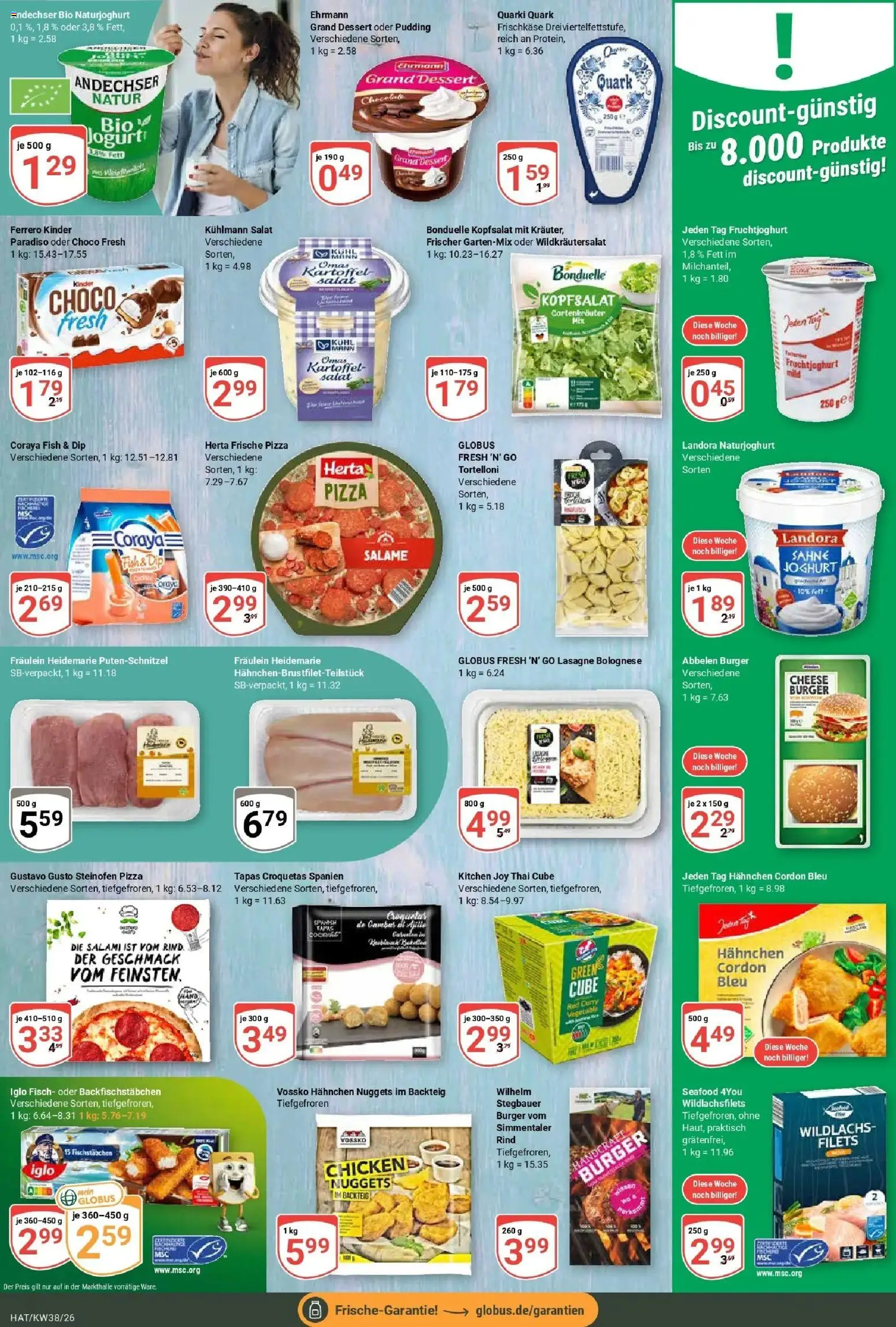 Globus Prospekt Hattersheim (ab 14.09.2026) » Angebote online | Seite: 9 | Produkte: Hahnchen, Fruchtjoghurt, Pizza, Frischkase