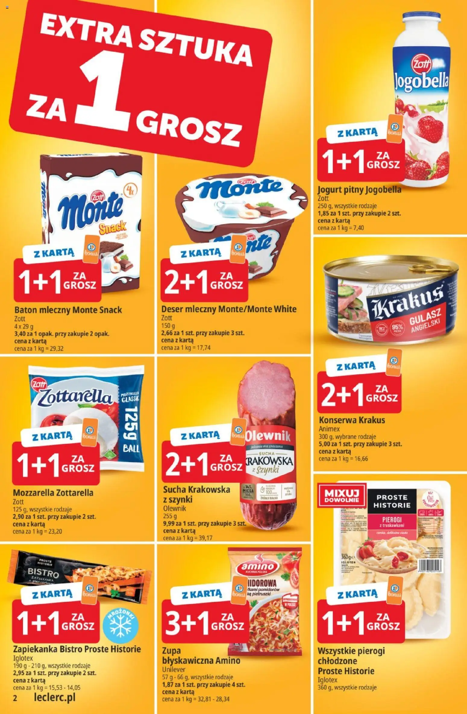 E.Leclerc gazetka od 14.07.2026 | Strona: 2 | Produkty: Karta, Baton, Jogurt, Mozzarella