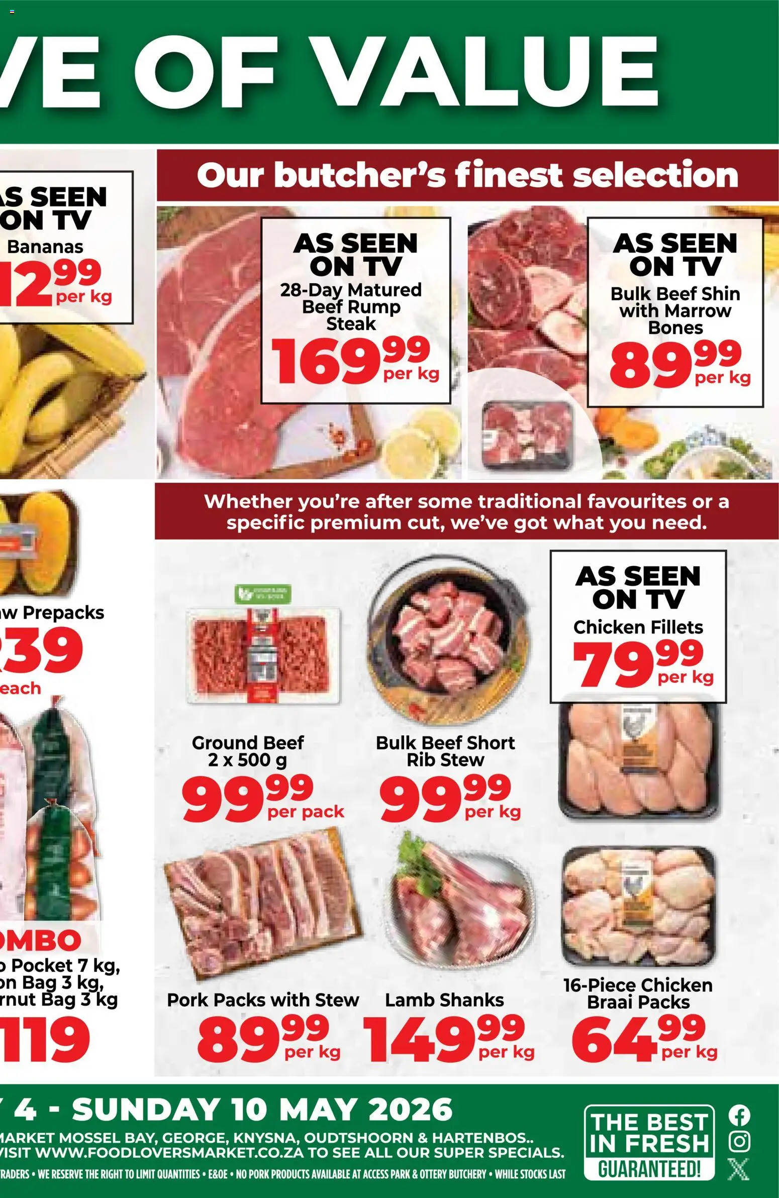 New Food Lover's Market catalogue – valid from 04.05.2026 | Page: 2 | Products: Bag, Chicken, Pork, Bananas