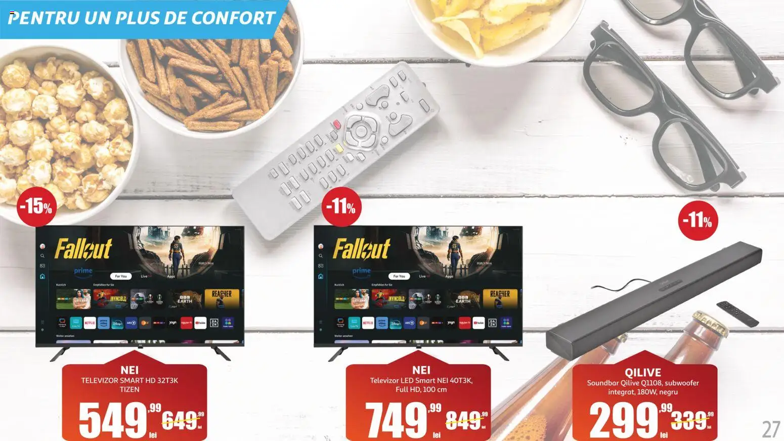 Noul catalog Auchan – valabil de la 10.06.2026 | Pagină: 27 | Produse: Soundbar, Vestiyer, Televizor, Babak