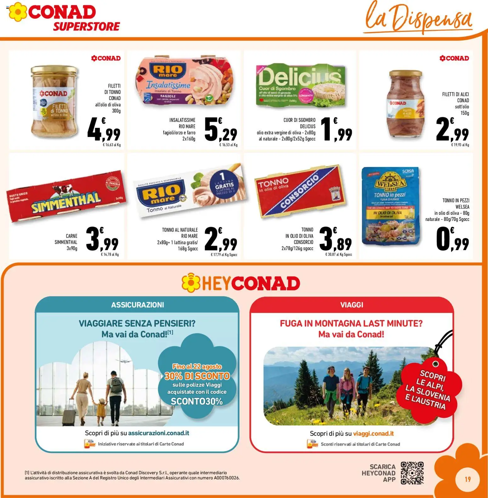 Volantino Conad del 12/08/2026 | Pagina: 19 | Prodotti: Insalata, Tonno, Tonno al naturale, Insalata di tonno