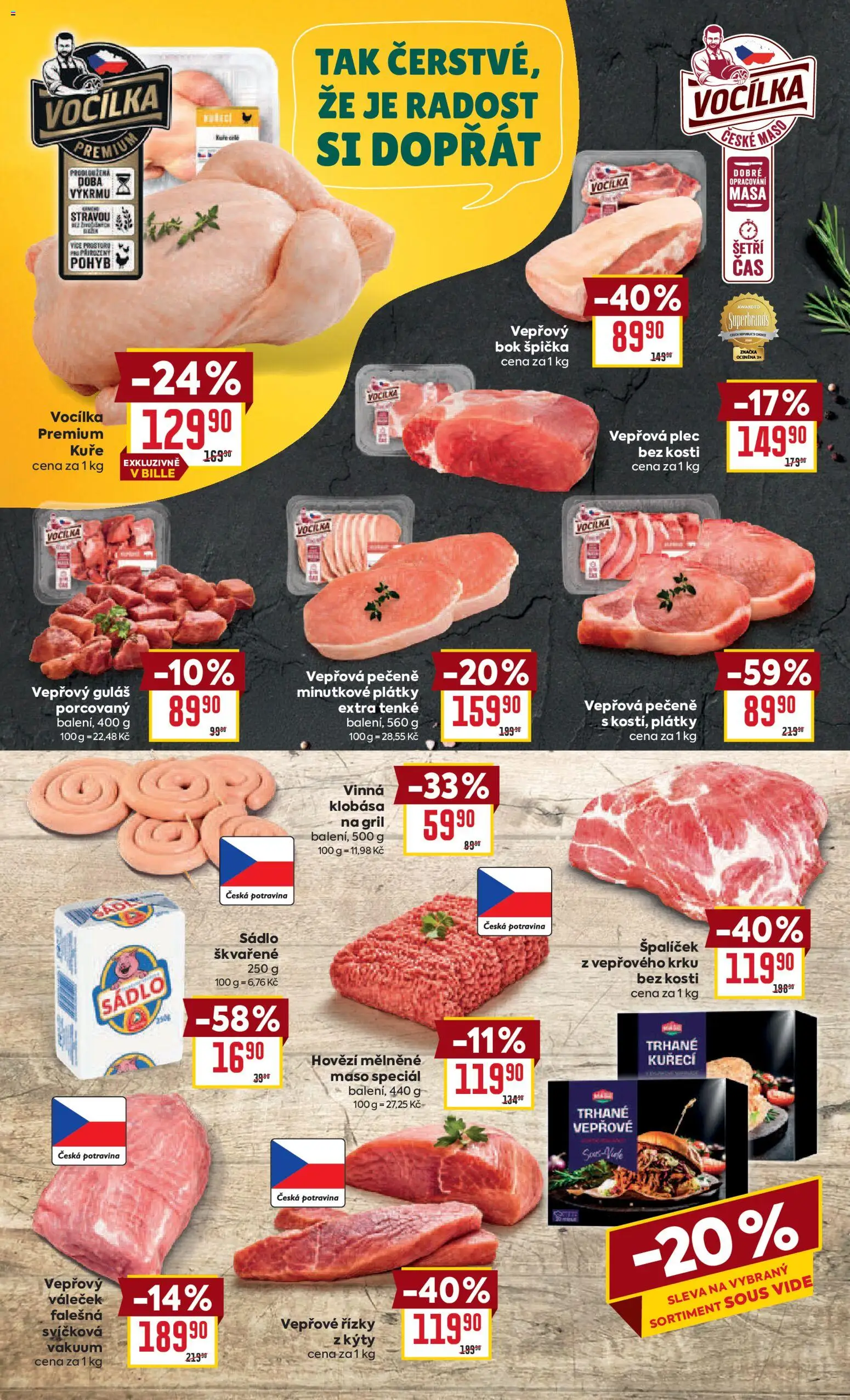 Billa Velký leták od 07.04.2026 | Strana: 10 | Produkty: Sádlo, Vepřová pečeně, Kuřecí maso, Guláš