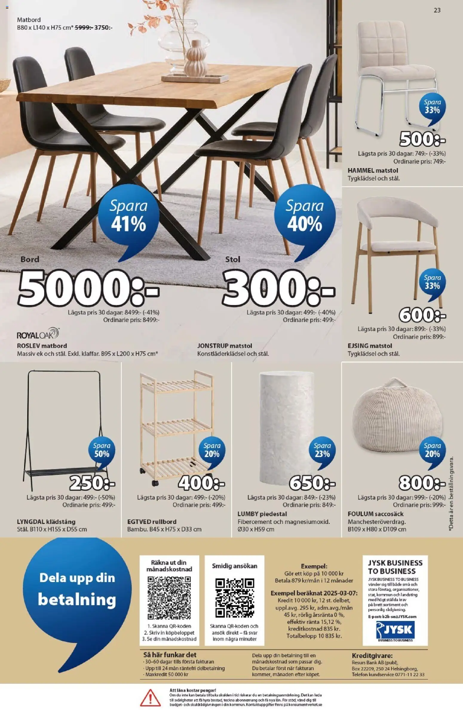 JYSK reklamblad aktuell från 27.04.2026 | Sida: 23 | Produkter: Klädstång, Bänk, Piedestal, Bord