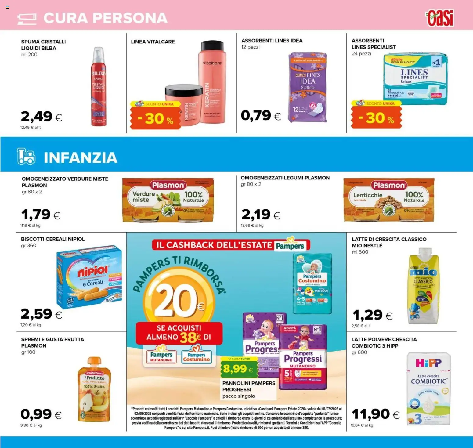 Volantino Oasi del 21/08/2026 | Pagina: 29 | Prodotti: Cereali, Frutta, Pampers, Assorbenti