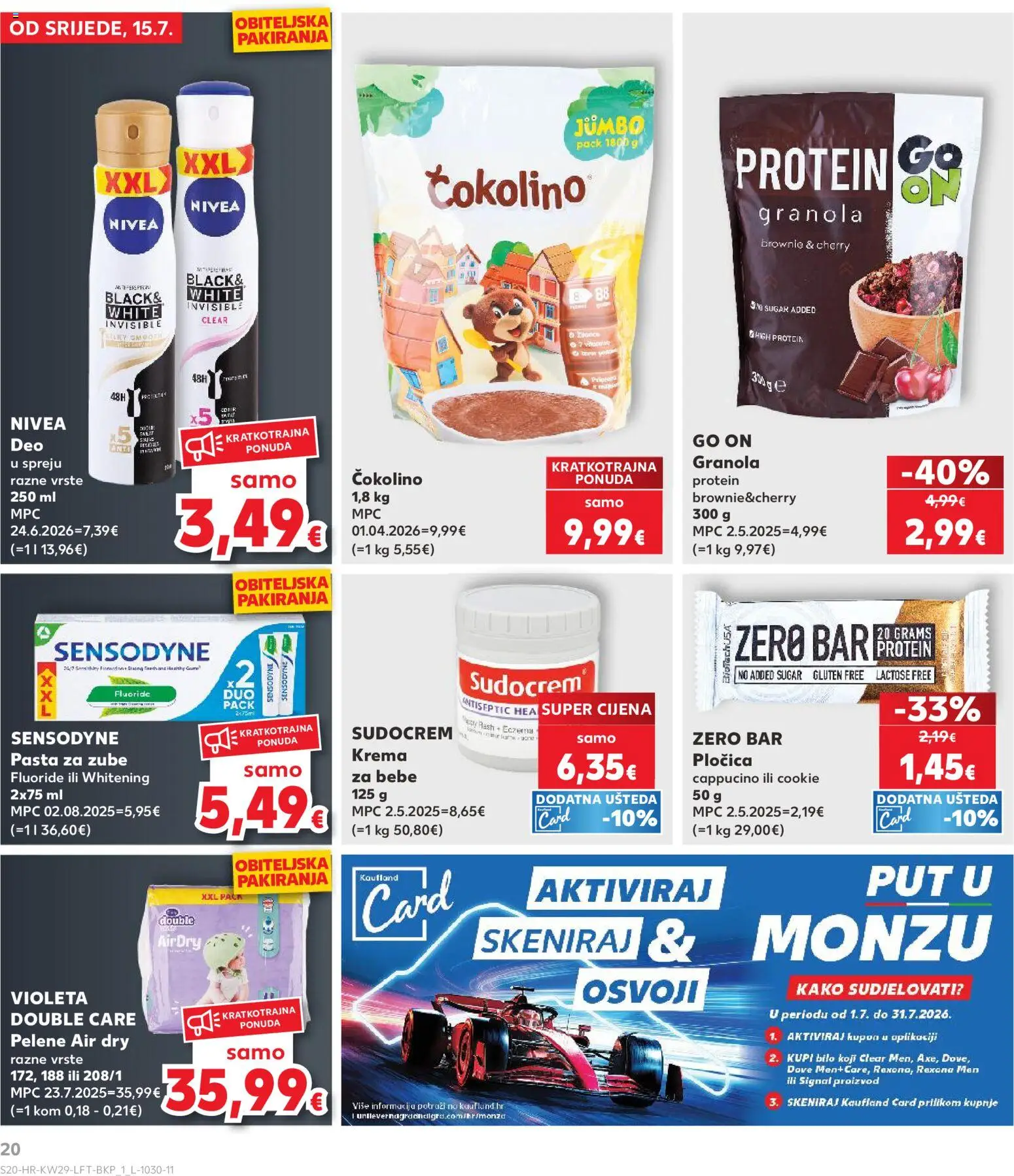 Kaufland katalog | vrijedi od 15.07.2026 | Stranica: 20 | Proizvodi: Protein, Sudocrem, Nivea, Violeta