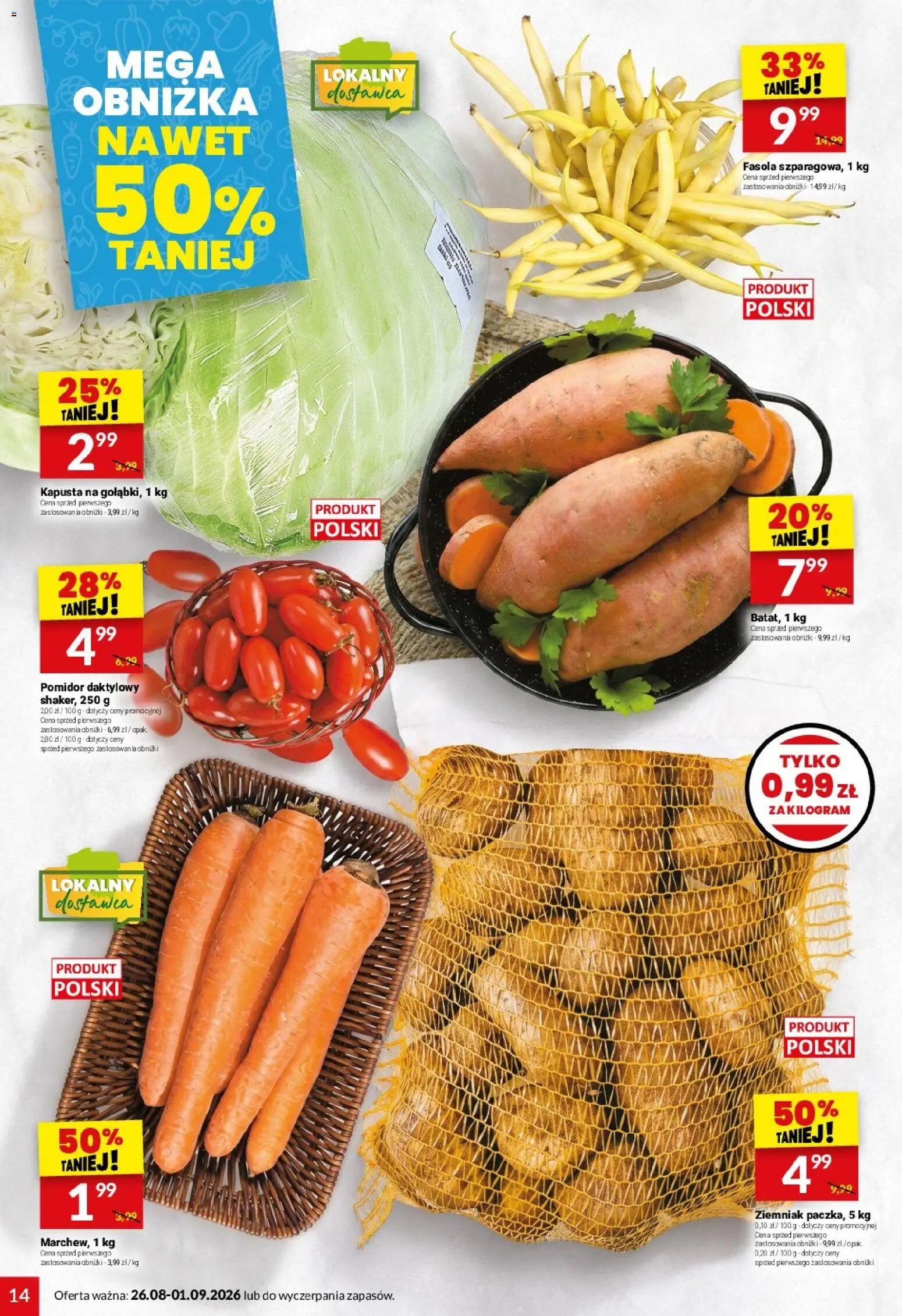 Twój Market gazetka od 26.08.2026 | Strona: 14 | Produkty: Kapusta, Pomidor, Fasola