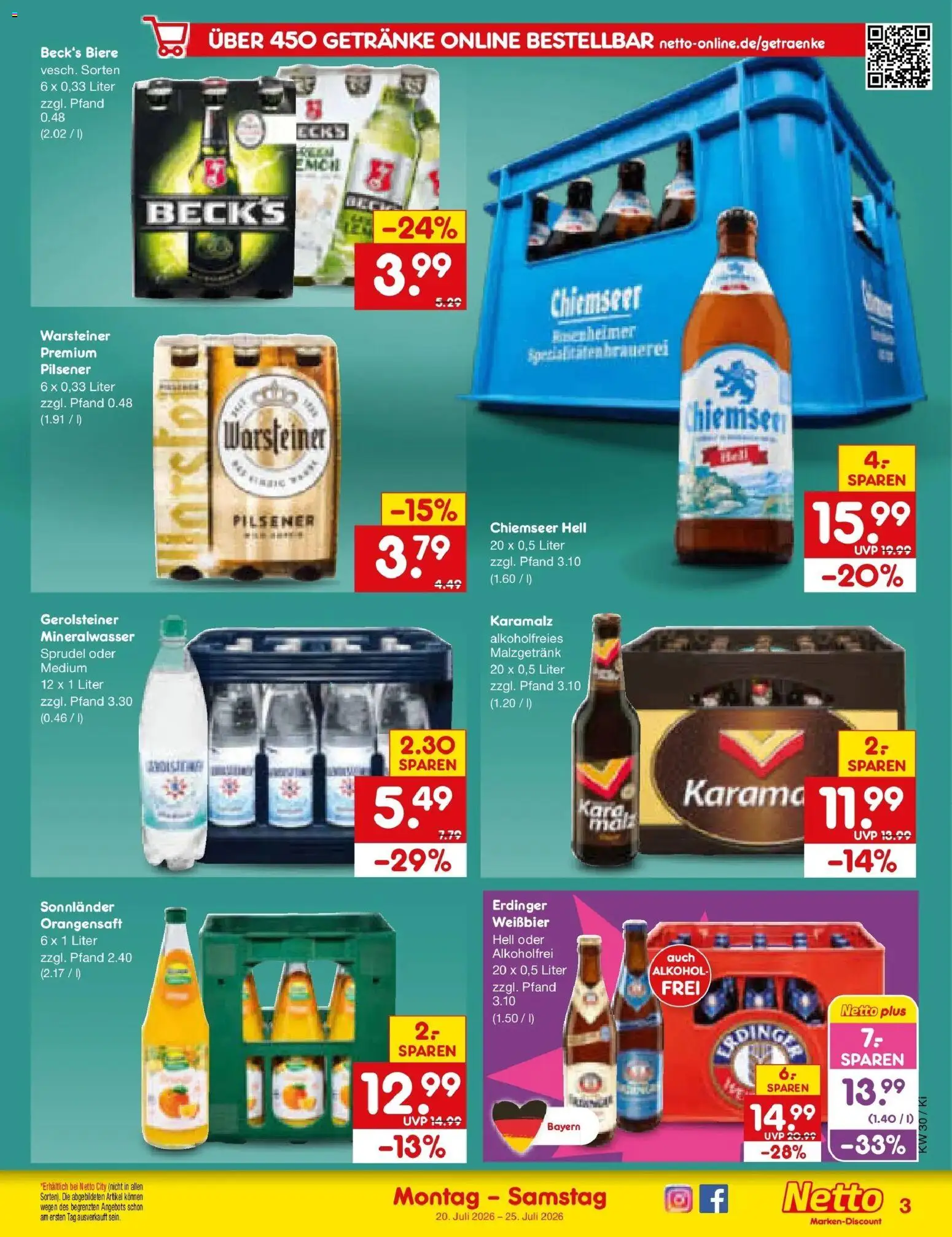 Netto Marken-Discount Prospekt Bad Friedrichshall – gültig ab 20.07.2026 | Seite: 57 | Produkte: Erdinger, Mineralwasser, Warsteiner, Gerolsteiner