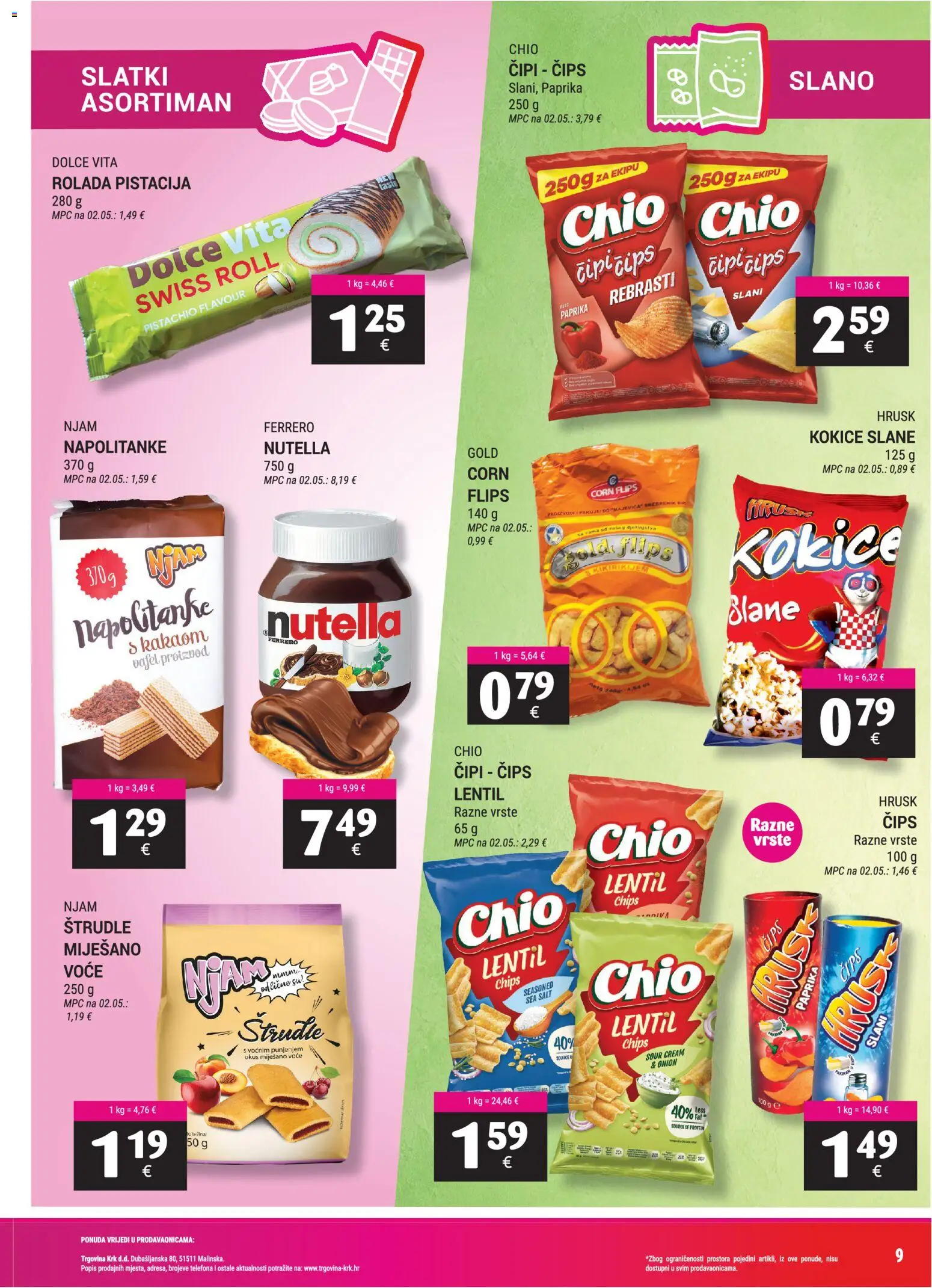 Trgovina Krk katalog | vrijedi od 01.09.2026 | Stranica: 9 | Proizvodi: Paprika, Kokice, Napolitanke, Pistacija