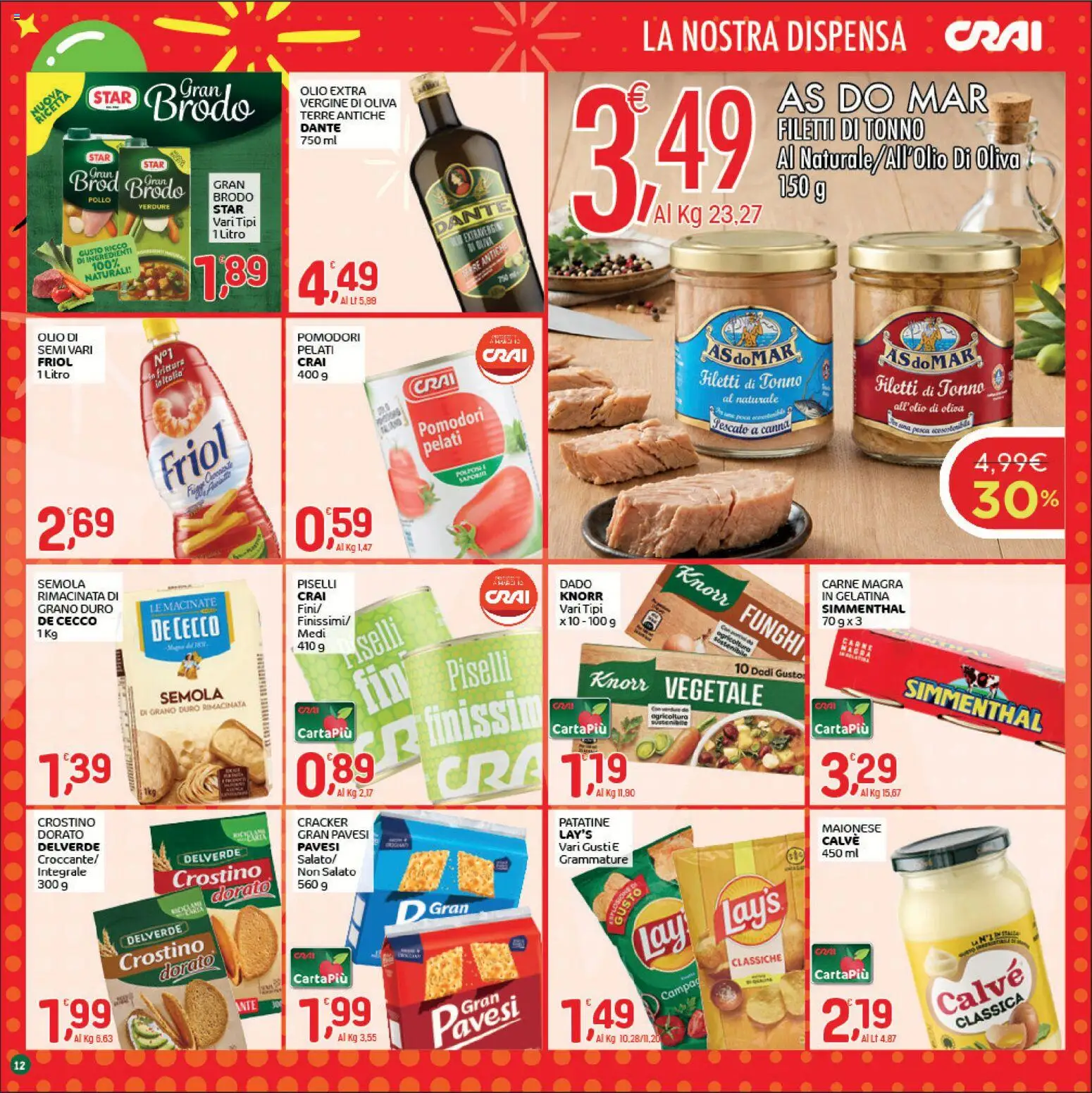 Volantino CRAI del 29/10/2026 | Pagina: 12 | Prodotti: De Cecco, Funghi, Cracker, Ingredienti