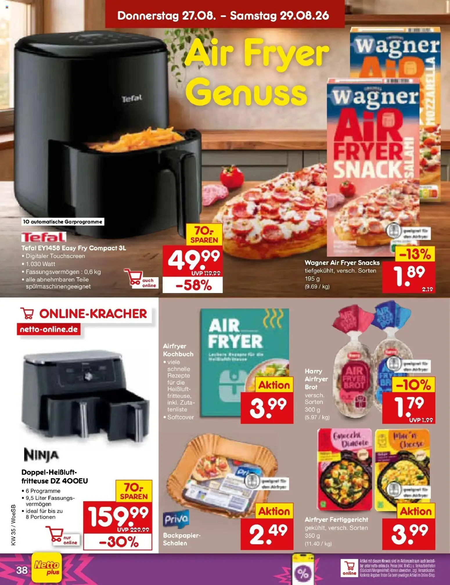 Netto Marken-Discount Prospekt Gemmingen (ab 24.08.2026) » Angebote | Seite: 52 | Produkte: Mozzarella, Brot, Fritteuse