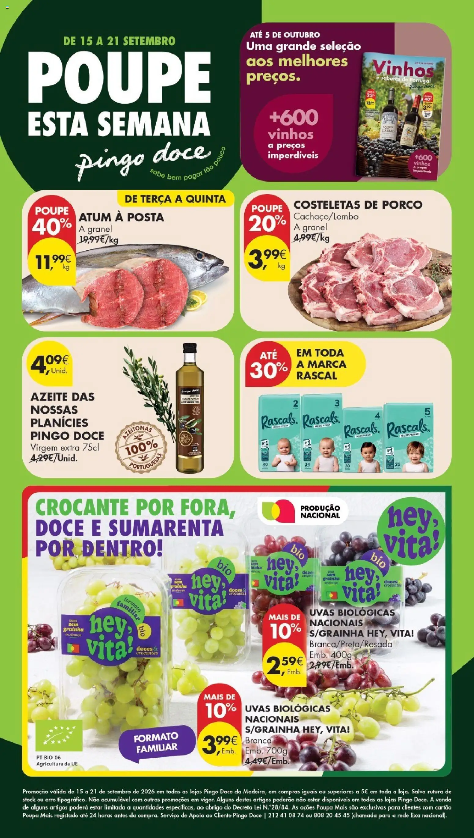 Pingo Doce Poupe Esta Semana Madeira │ válido de 15/09/2026 | Página: 1 | Produtos: Atum, Azeite, Doces, Uvas