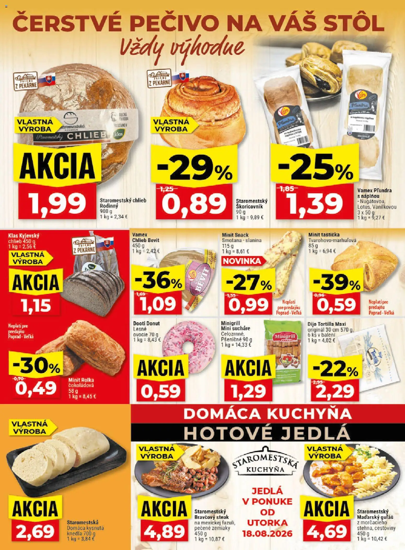 Nové Klas akcie – leták je platný od 17.08.2026 | Strana: 8 | Produkty: Kuchyňa, Stôl, Donut, Slanina