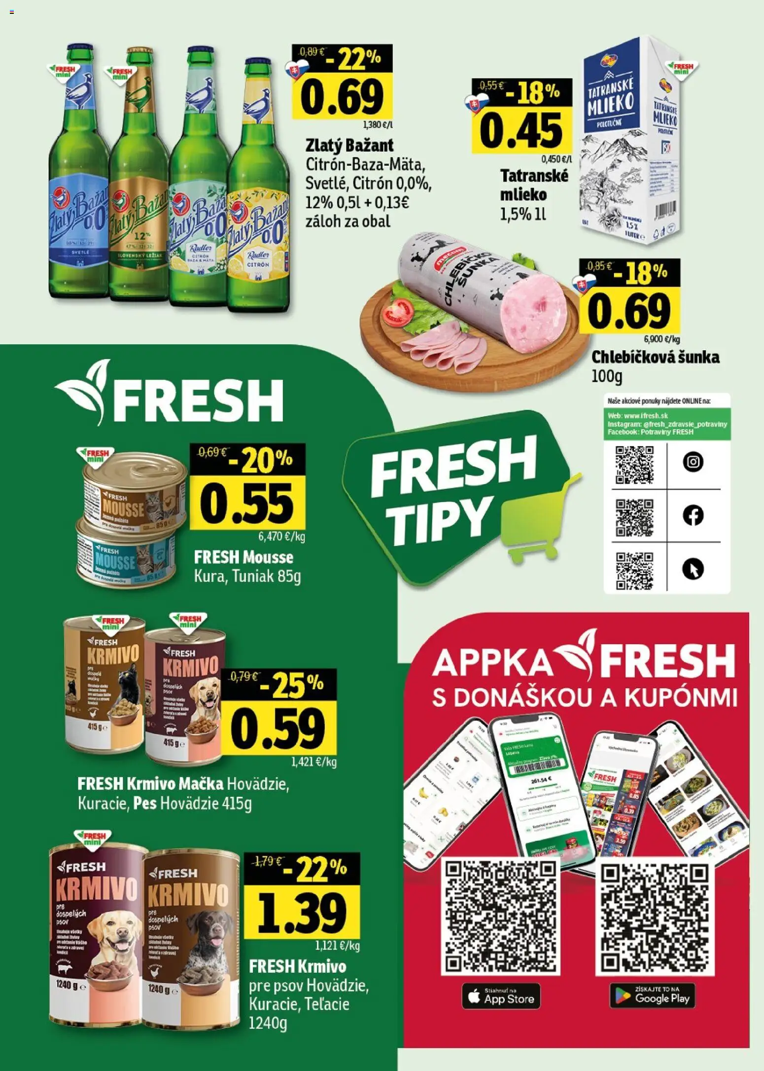 Nové Fresh akcie – leták je platný od 18.06.2026 | Strana: 50 | Produkty: Mlieko, Tuniak, Radler, Zlatý Bažant