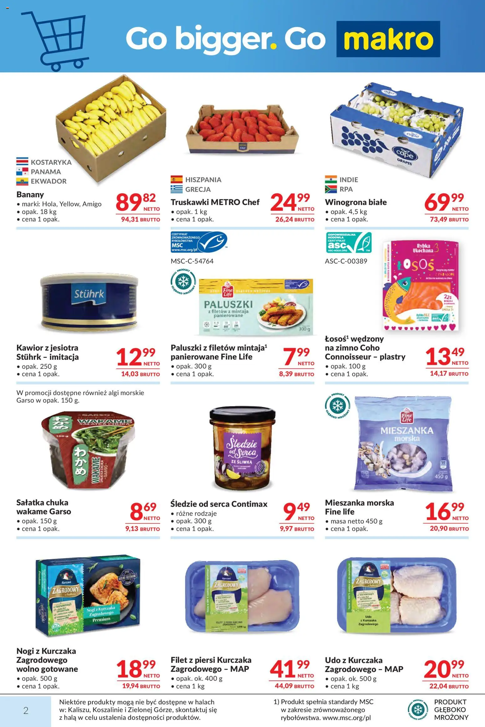 Makro gazetka od 14.04.2026 | Strona: 2 | Produkty: Algi morskie, Paluszki, Truskawki, Kawior