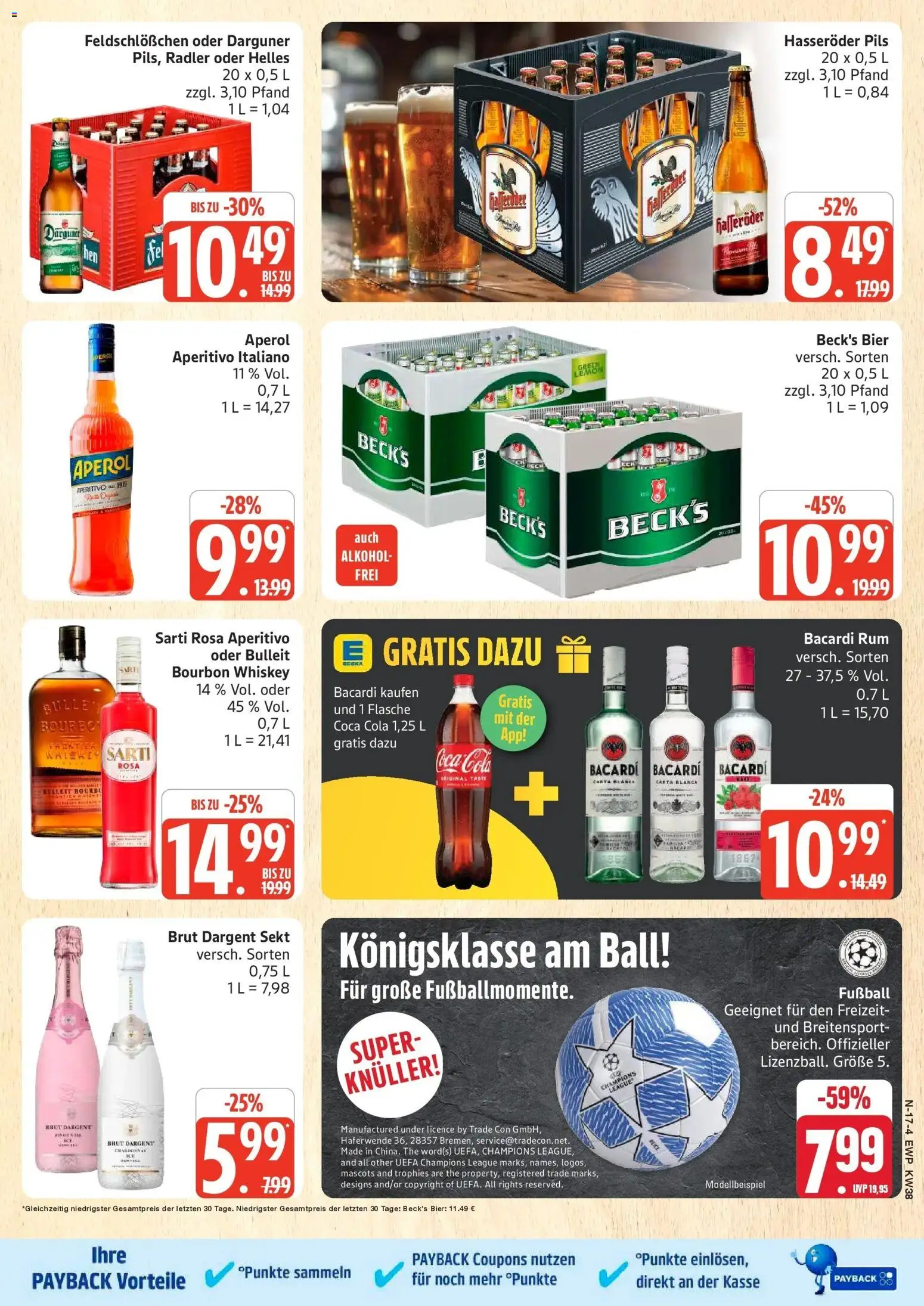 Edeka Prospekt Rostock (ab 14.09.2026) » Angebote Online | Seite: 23 | Produkte: Bier, Fußball, Bourbon, Whiskey