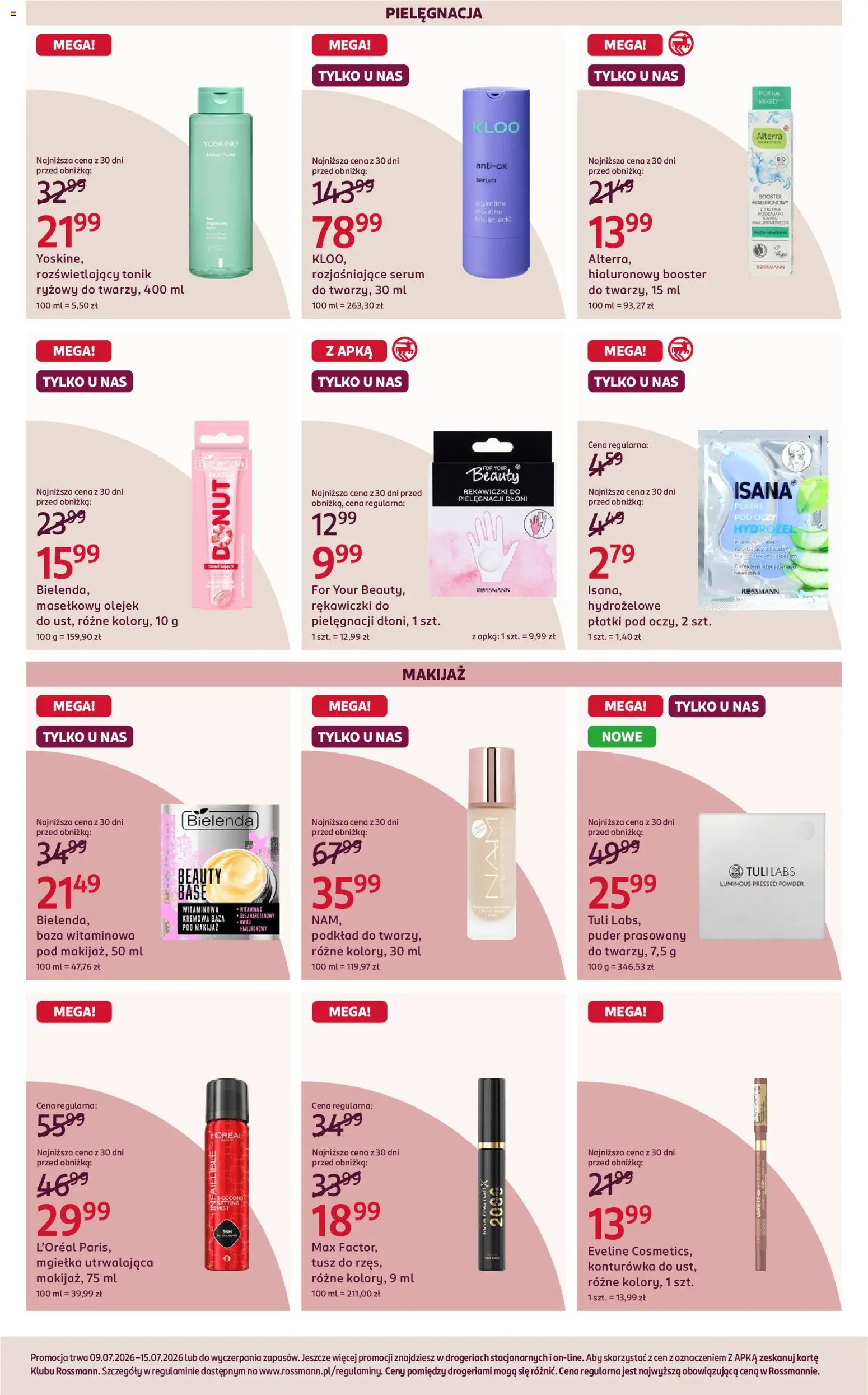 Rossmann gazetka od 09.07.2026 | Strona: 6 | Produkty: Rękawiczki, Płatki, Konturówka, Tonik