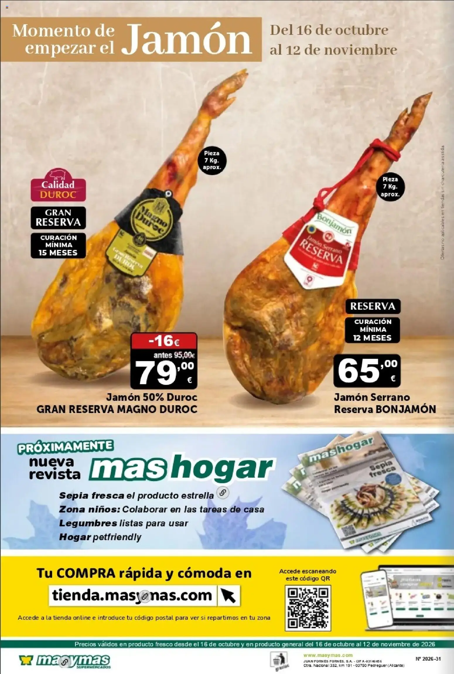 Masymas folleto │ válido desde el 16/10/2026 | Página: 20 | Productos: Jamón serrano, General, Revista, Cómoda
