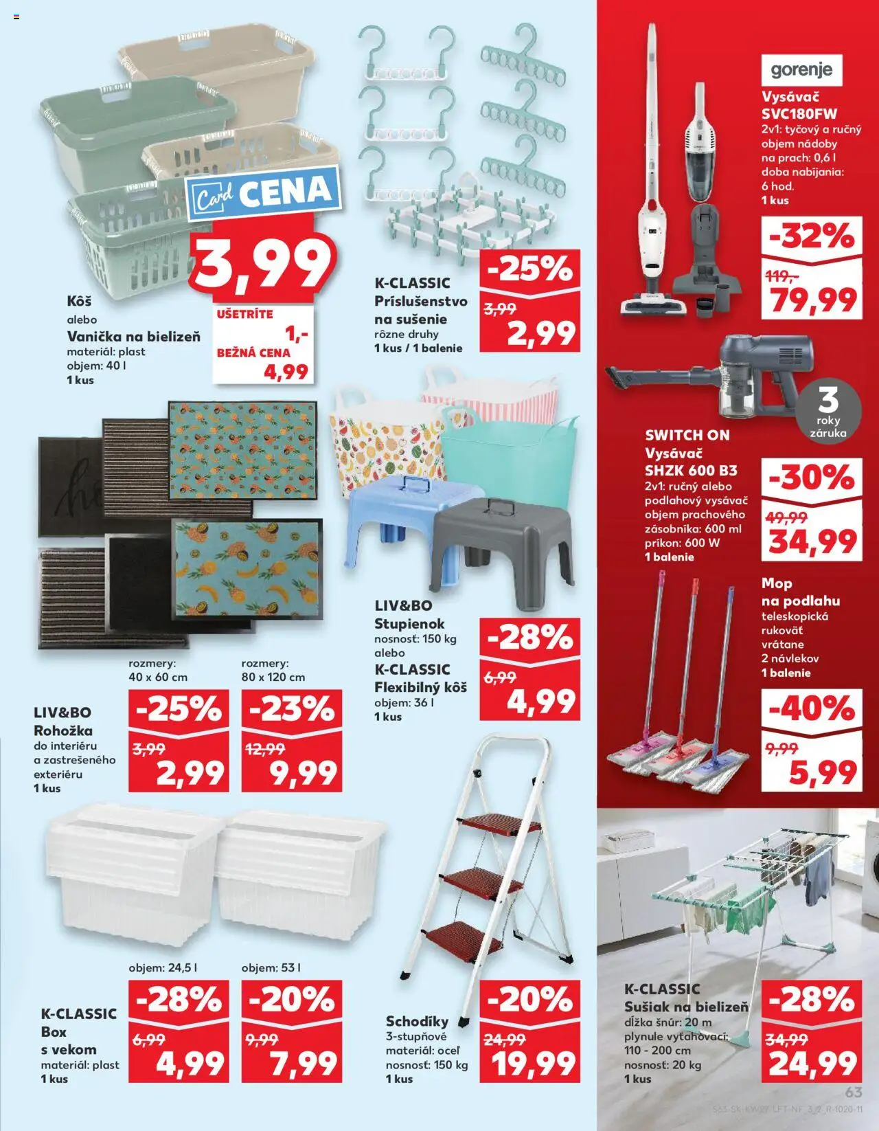 Nové Kaufland akcie – leták je platný od 03.07.2025 | Strana: 63 | Produkty: Rohožka, Vysávač, Mop, Kôš
