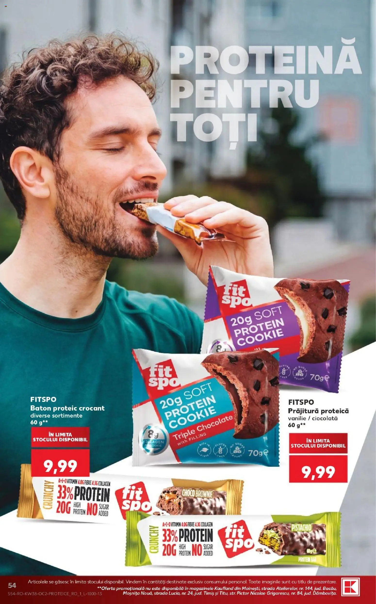 Kaufland RO akciós ujság - amely érvényes a következő dátumtól: 2026.09.16. | Oldal: 54 | Termékek: Protein bar, Vitamin, Protein, Brownie