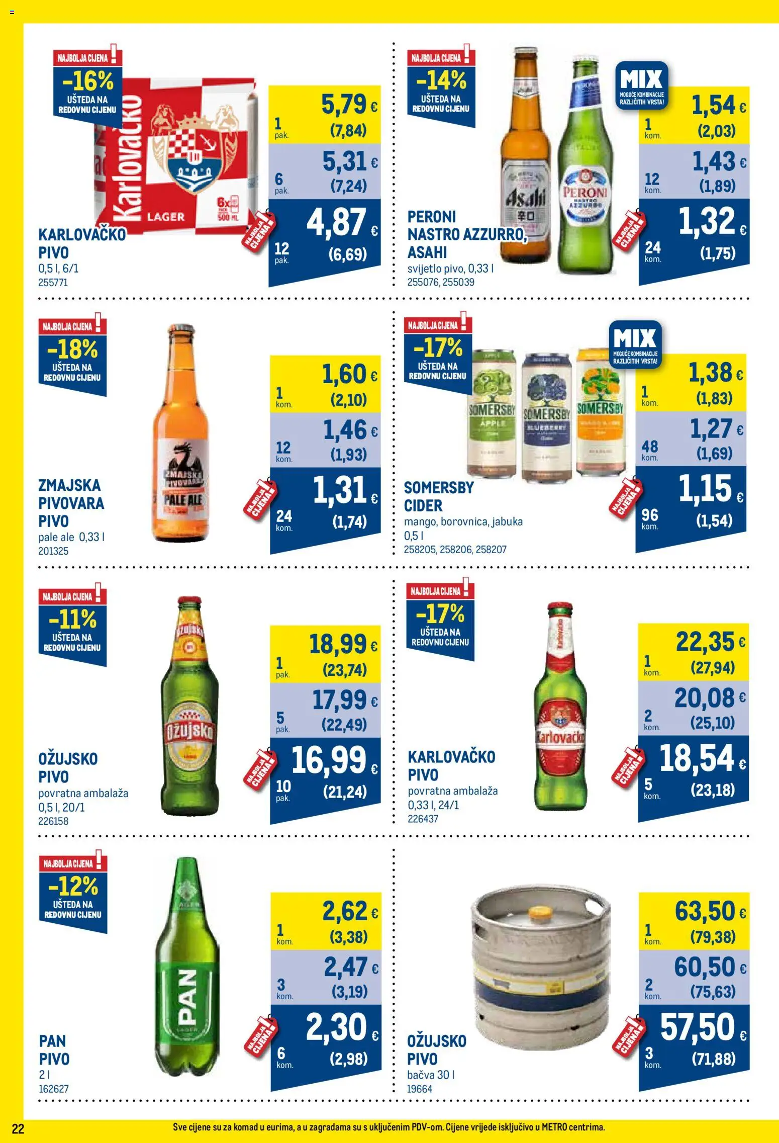 Metro katalog | vrijedi od 01.07.2026 | Stranica: 22 | Proizvodi: Karlovačko, Pivo, Ožujsko, Somersby