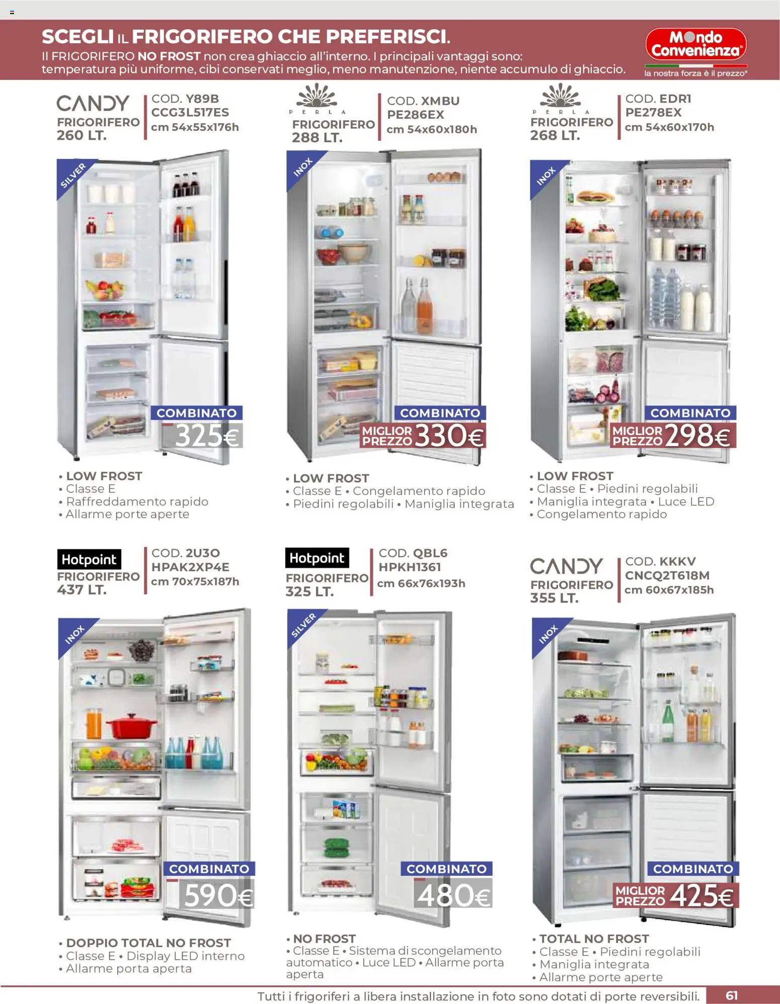 Volantino Mondo Convenienza del 01/09/2026 | Pagina: 63 | Prodotti: Porta, Frigorifero, Ghiaccio, Luce LED