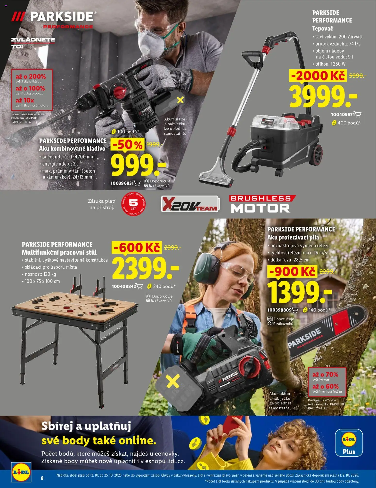 Lidl magazín od 12.10.2026 | Strana: 8 | Produkty: Parkside, Stůl, Body, Pila