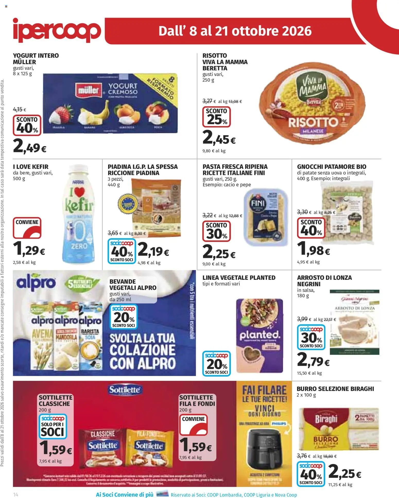 Volantino Ipercoop del 08/10/2026 | Pagina: 14 | Prodotti: Kefir, Uova, Patate, Pasta