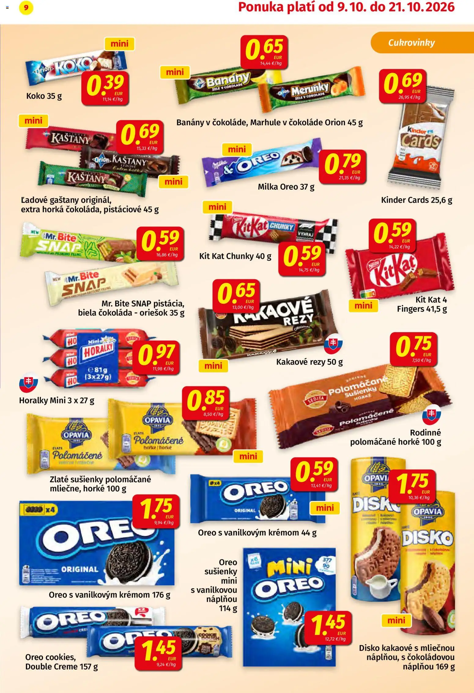 Nové Koruna akcie – leták je platný od 09.10.2026 | Strana: 9 | Produkty: Čokoláda, Cukrovinky, Milka, Disk