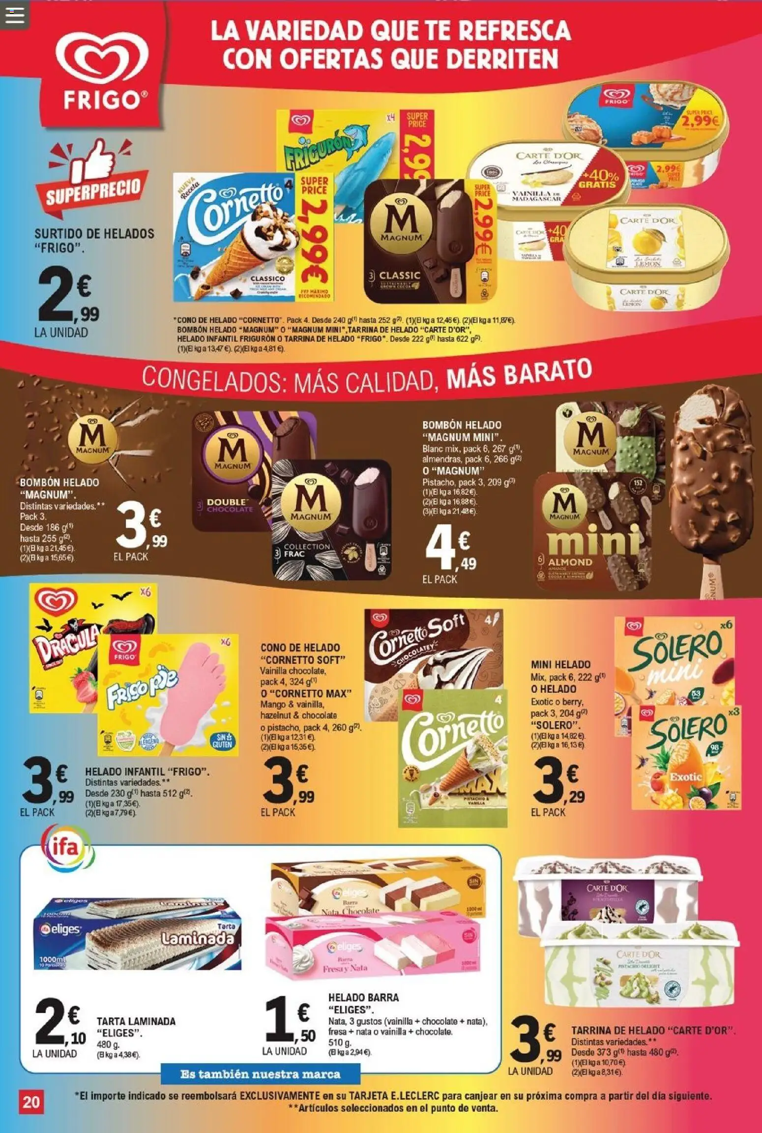 E.Leclerc folleto │ válido desde el 20.05.2026 | Página: 20 | Productos: Chocolate, Té, Helado, Ρούτερ