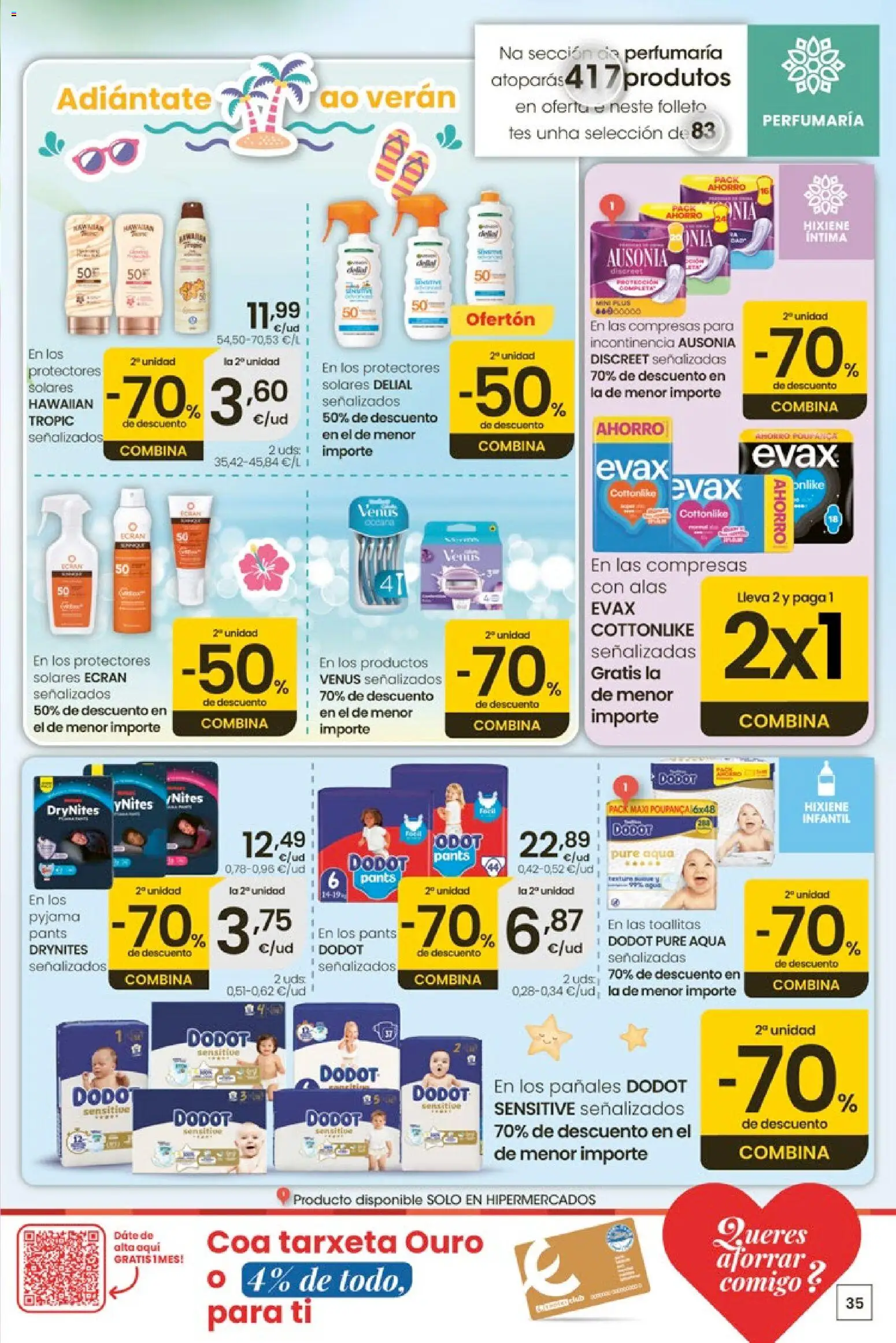 Eroski Ofertóns de verán │ válido desde el 28.05.2026 | Página: 35 | Productos: Compresas con alas, Γλυφιτζούρι