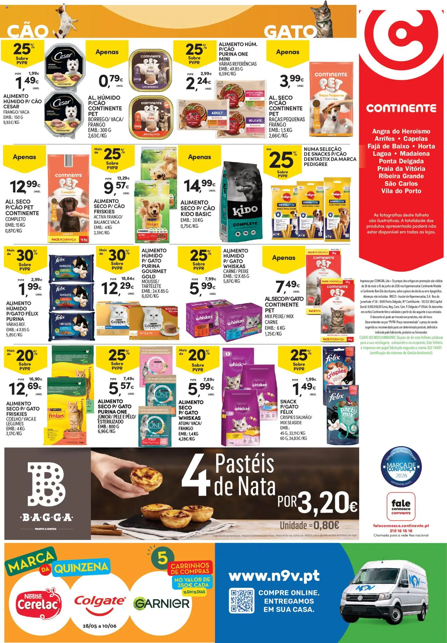Continente Açores │ válido de 28.05.2026 | Página: 28 | Produtos: Purina one, Frango, Nata, Carne