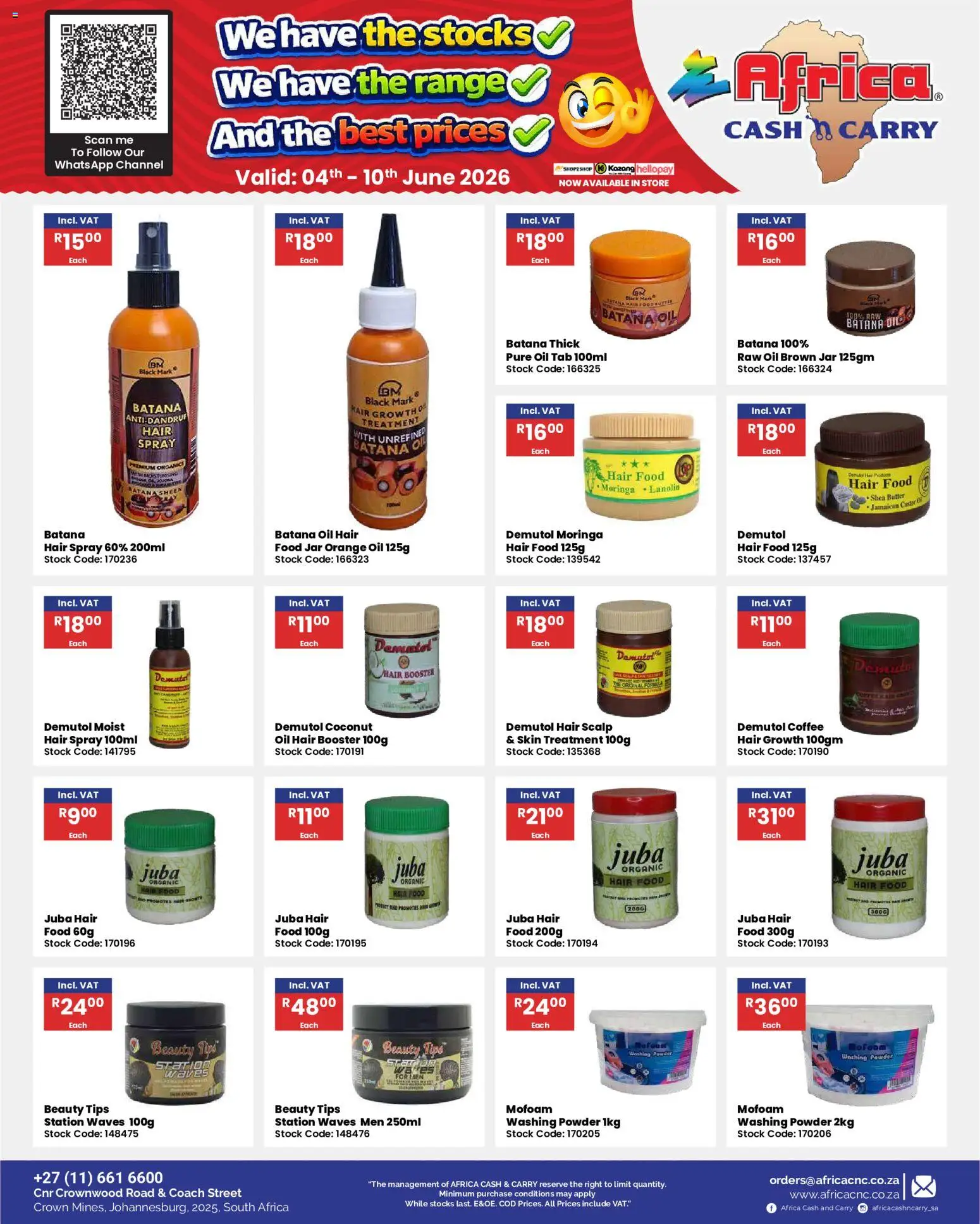 New Africa Cash & Carry catalogue – valid from 04.06.2026 | Page: 57 | Products: Butter, Oil, Powder, Stock