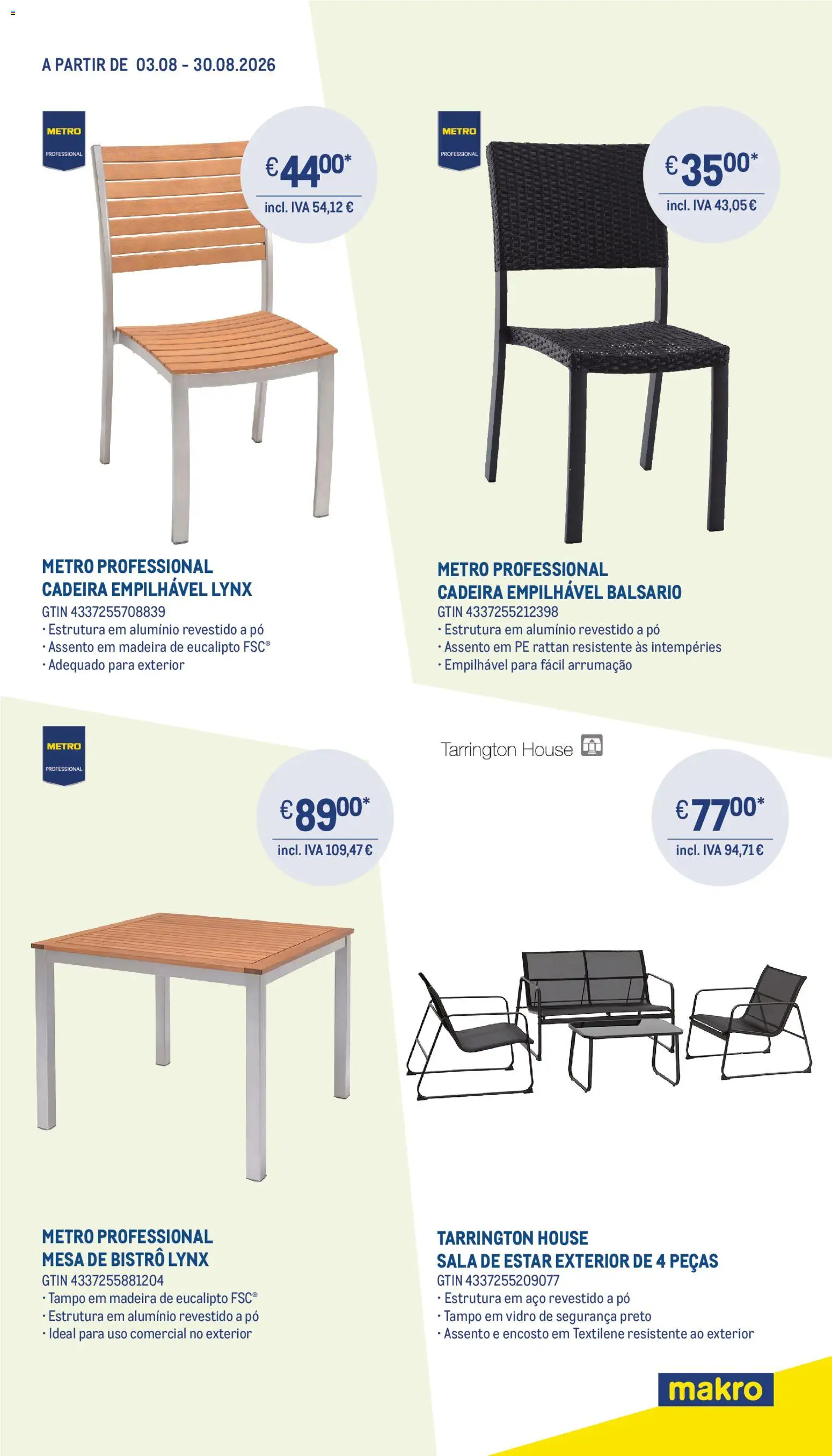 Makro Aproveite os nossos preços de saldo │ válido de 03/08/2026 | Página: 2 | Produtos: Pó, Mesa, Cadeira