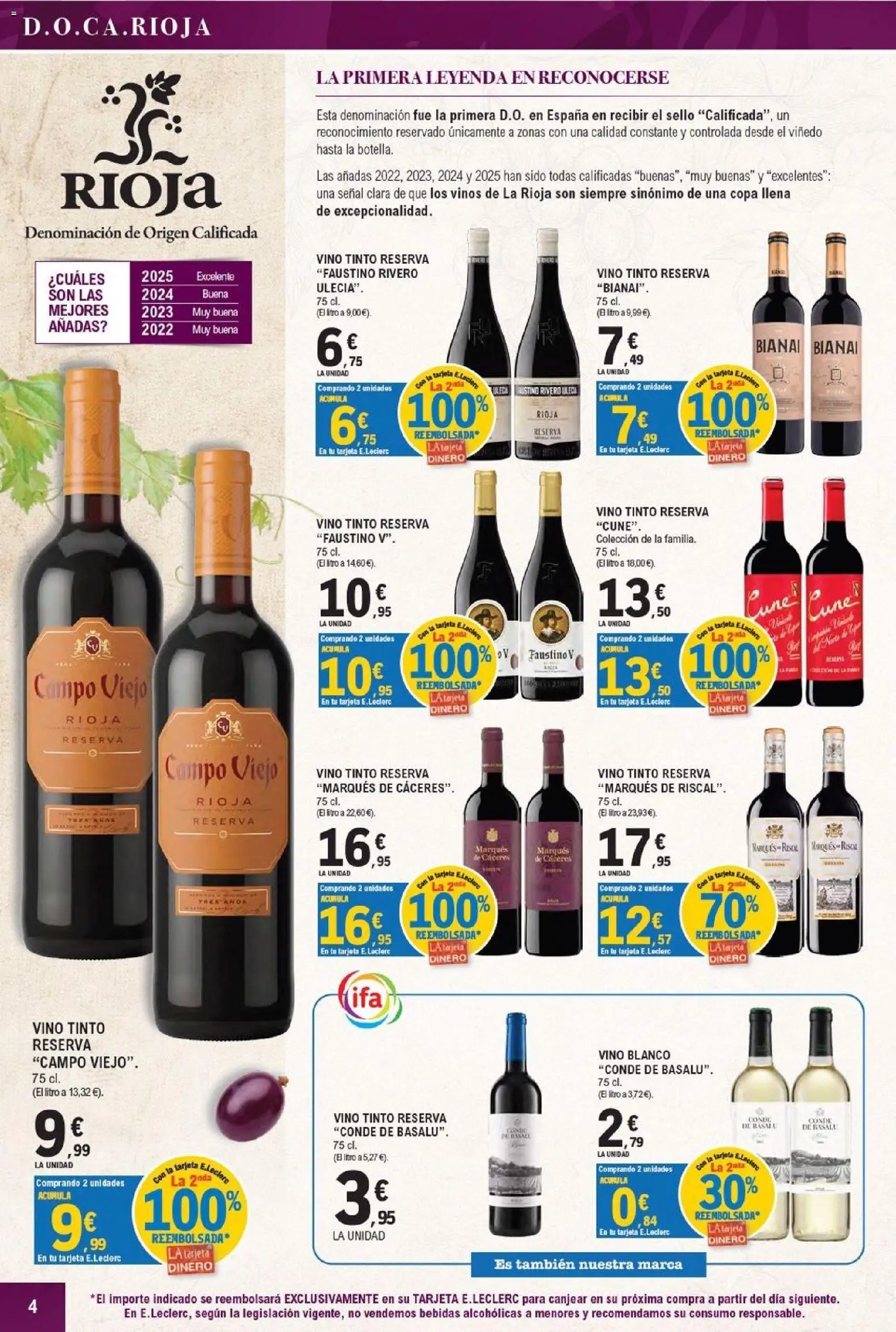 E.Leclerc - Miranda de Ebro │ válido desde el 16/09/2026 | Página: 4 | Productos: Vino tinto, Vino, Vino blanco, Bebidas