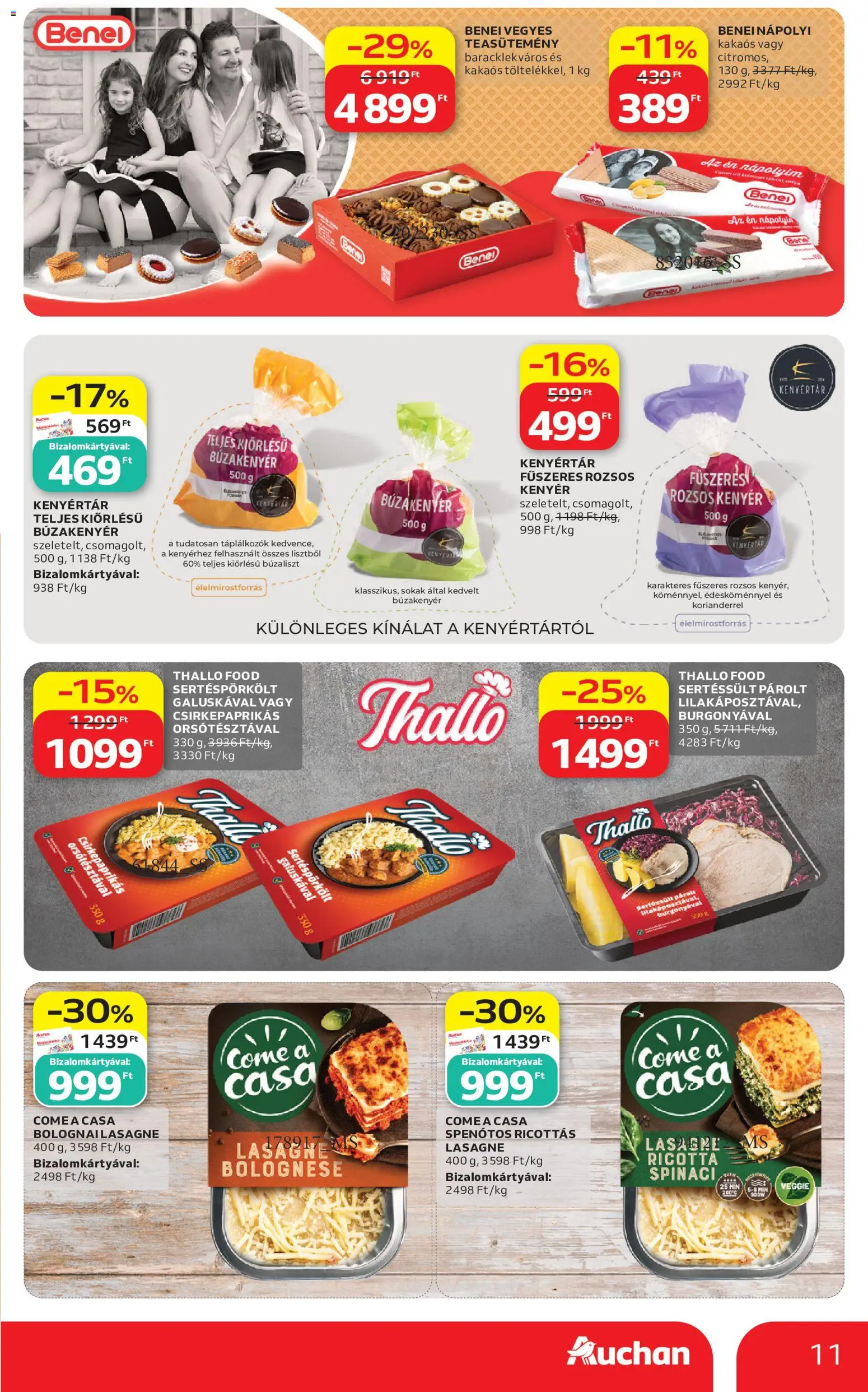 Auchan akciós ujság - amely érvényes a következő dátumtól: 2026.10.01. | Oldal: 11 | Termékek: Ricotta, Benei, Sertéssült, Bolognai lasagne