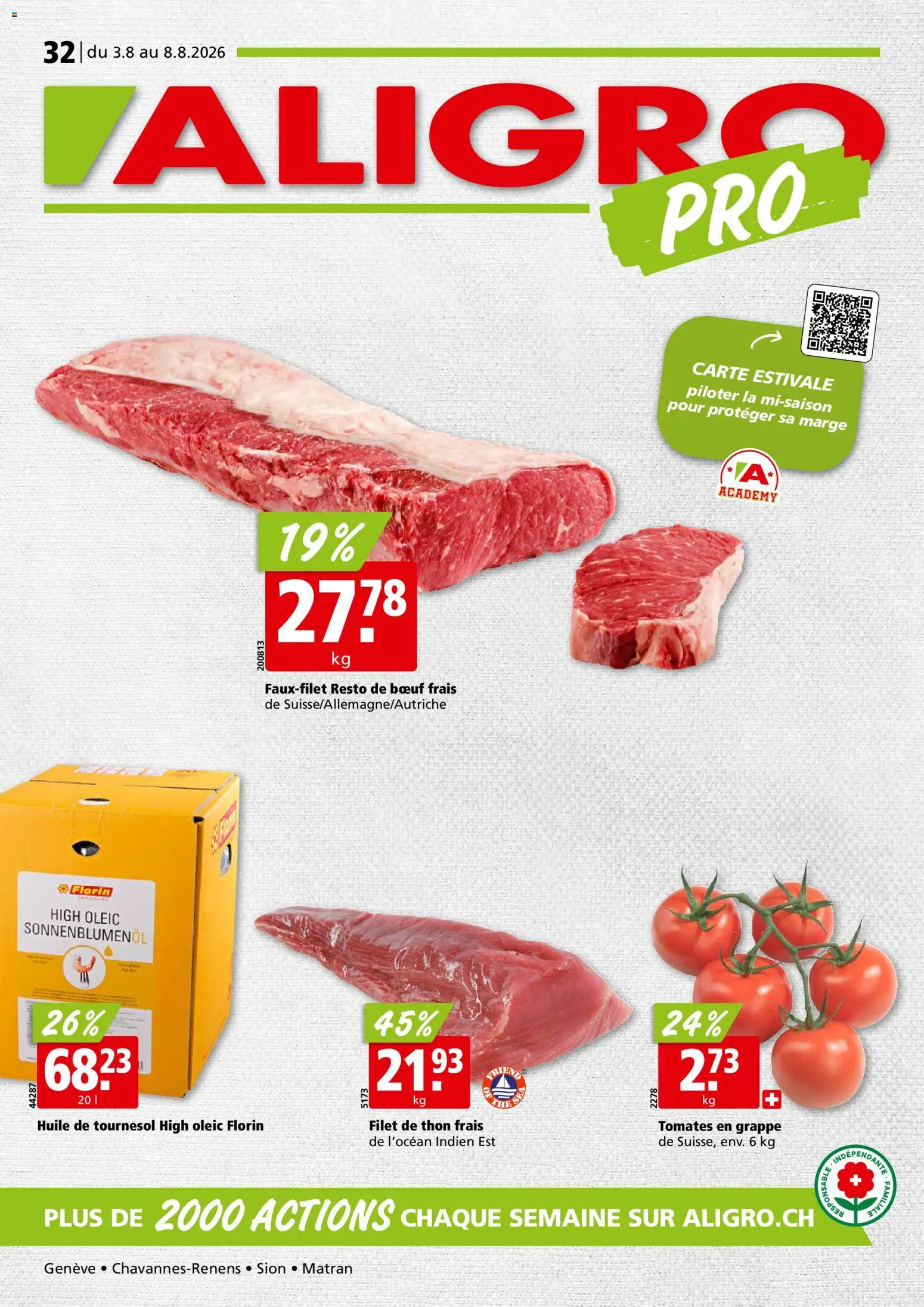 Aligro aktionen Chavannes, Matran, Genève, Sion – gültig ab 03.08.2026 | Seite: 1
