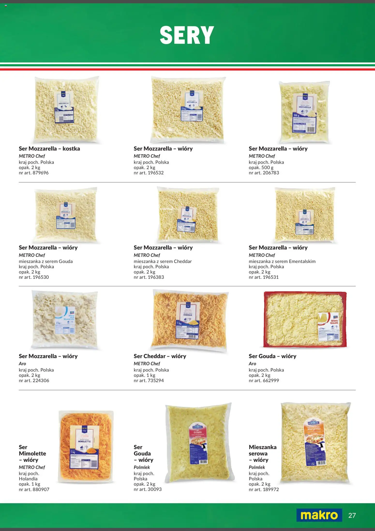 Makro Gazetka - Italia od 01.02.2026 | Strona: 27 | Produkty: Ser, Cheddar, Ser gouda, Ser cheddar