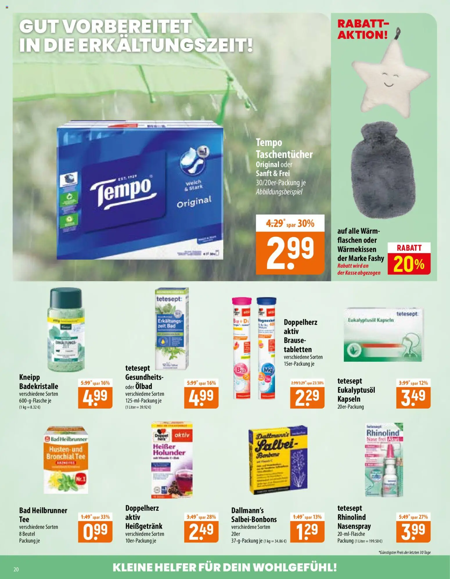 Famila Prospekt – gültig ab 14.09.2026 | Seite: 20 | Produkte: Taschentücher, Bad, Tempo, Tee